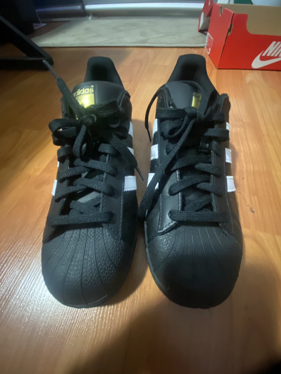 Adidas Superstar Shoes Black White Size 8