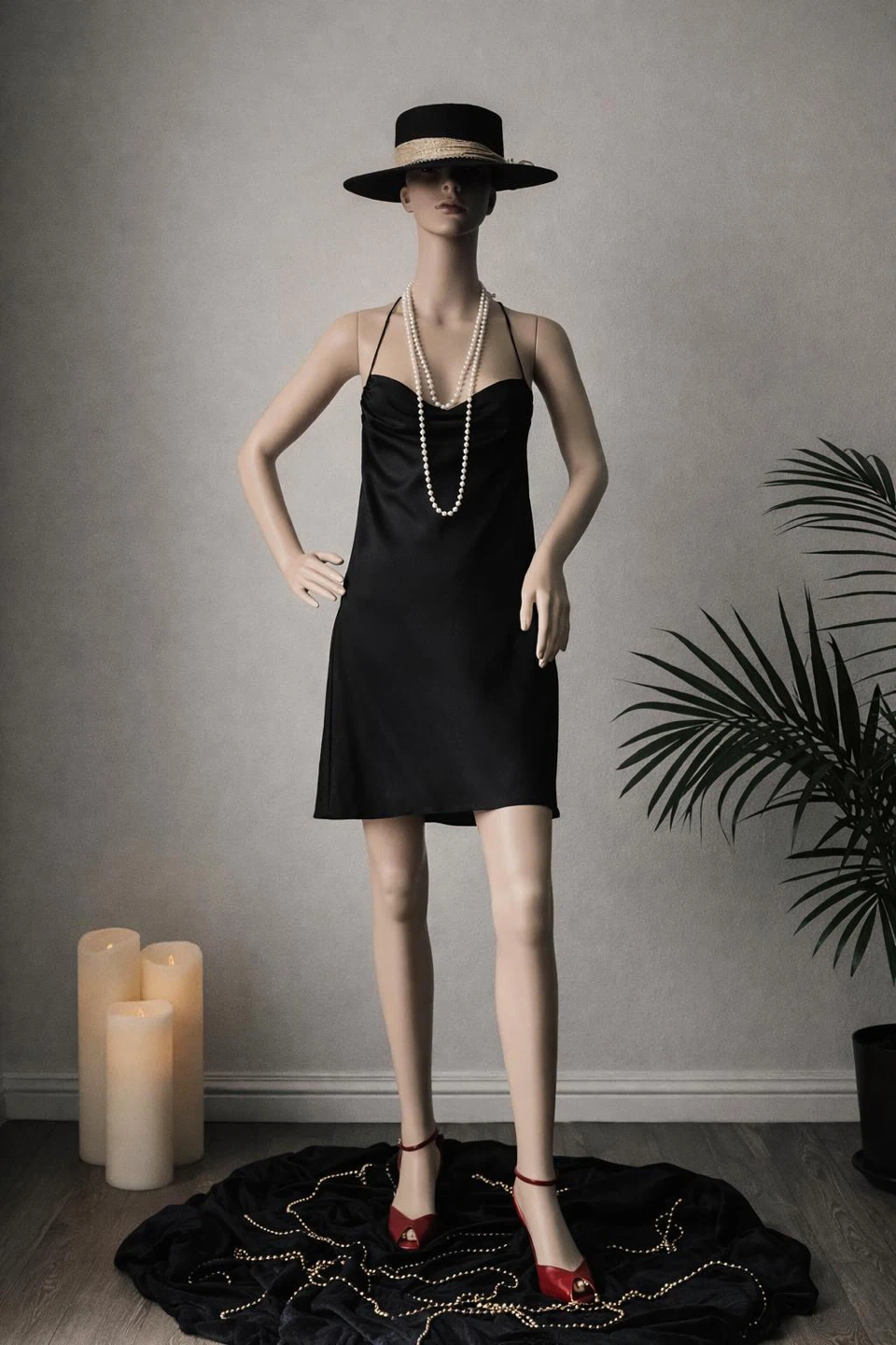 Black satin dress by Wilfred (Aritzia), size S