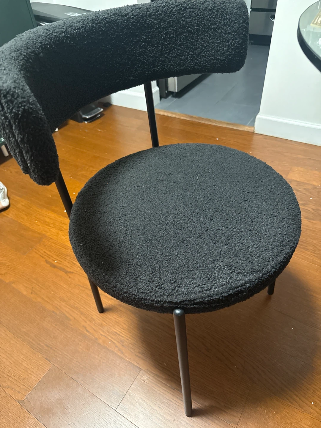 Glass Top Dining Table with 4 Black Upholstered Chairs - photo 2