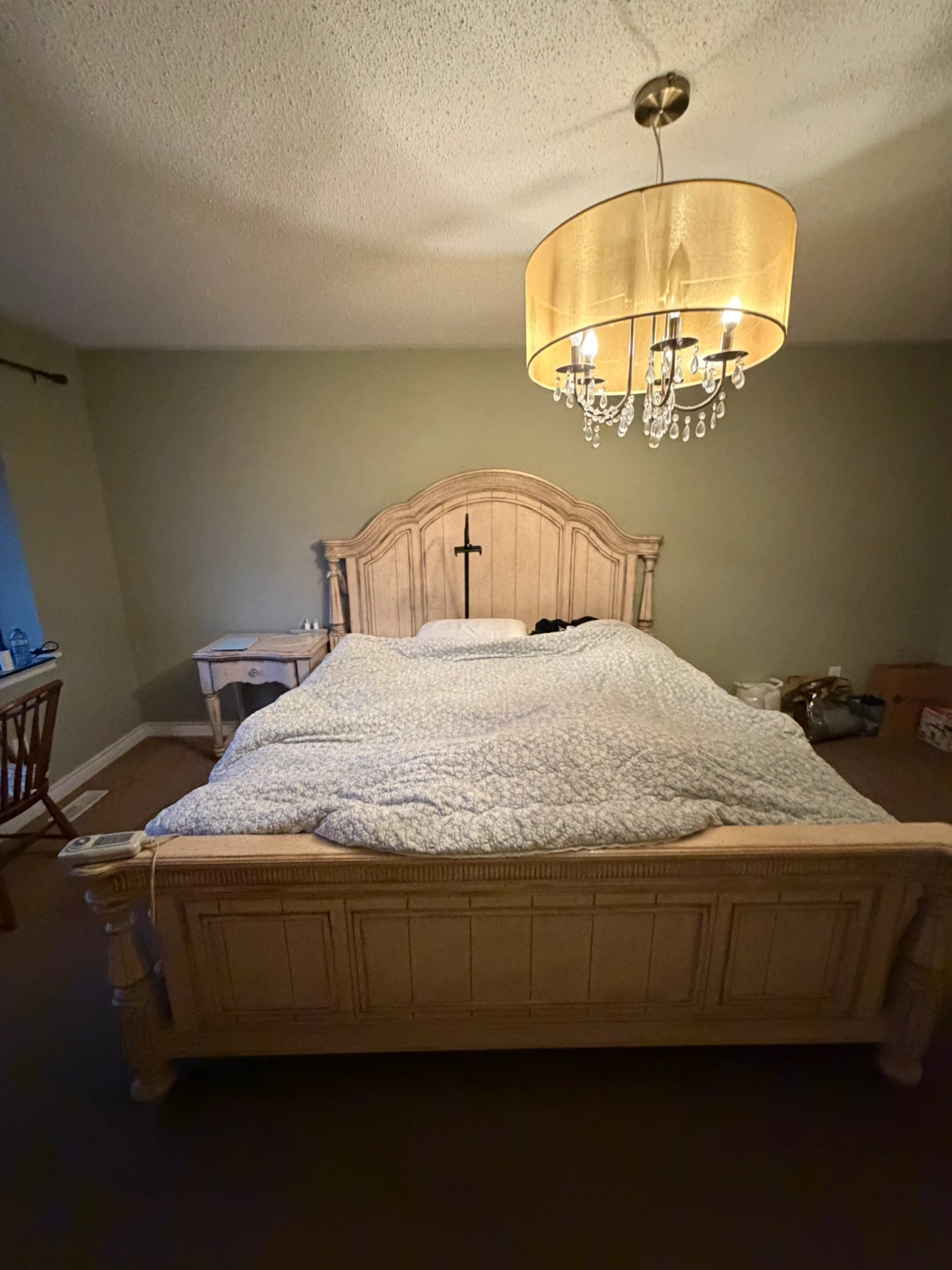 Light Beige Wood Dresser with Mirror