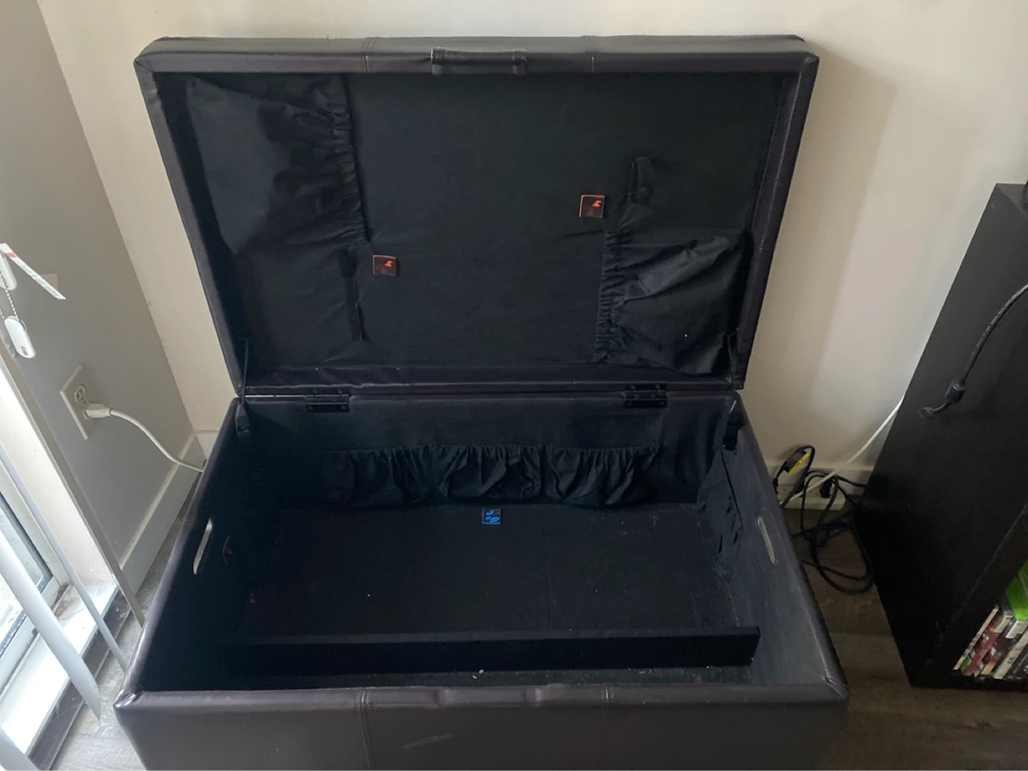 Large Black Storage Ottoman - photo 2