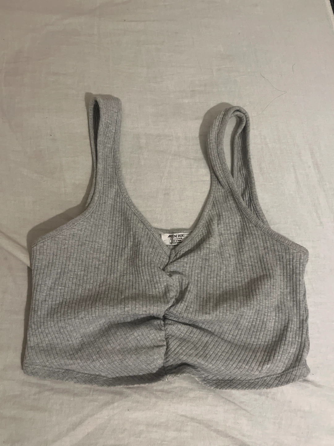 Ardene Basic Grey Ribbed Ruched Tank Top XS/TP
