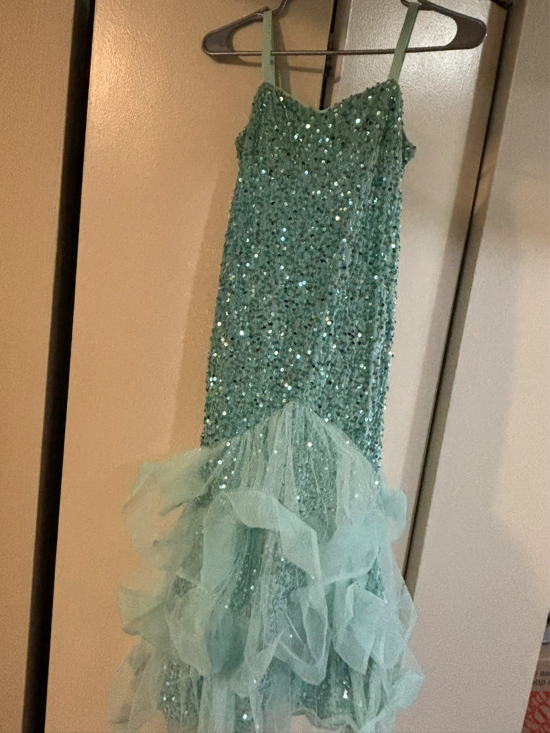 Sequin Mermaid Dress with Tulle Ruffle Skirt
