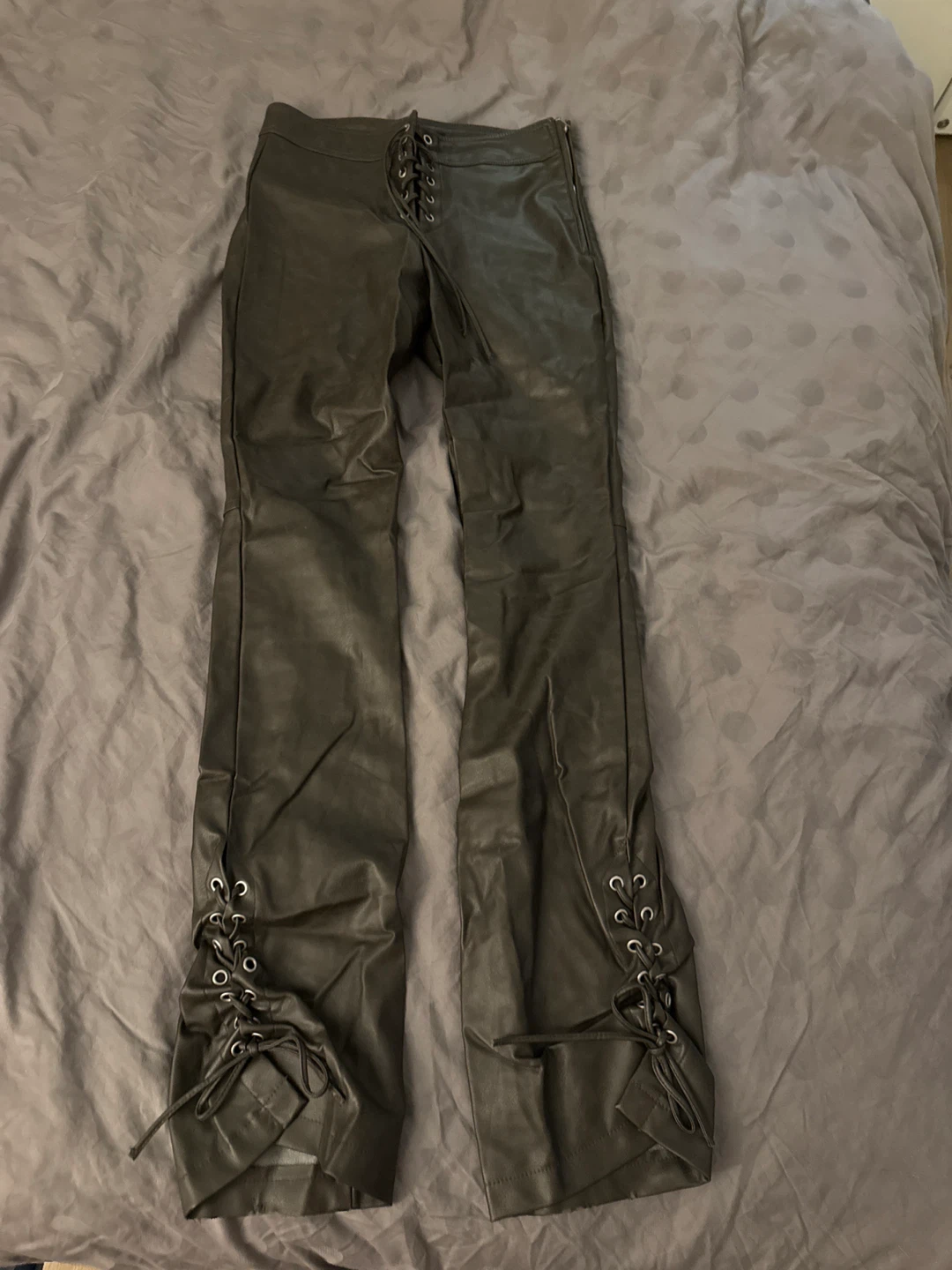 ZARA Faux Leather Lace-Up Pants - Size US/S M/6