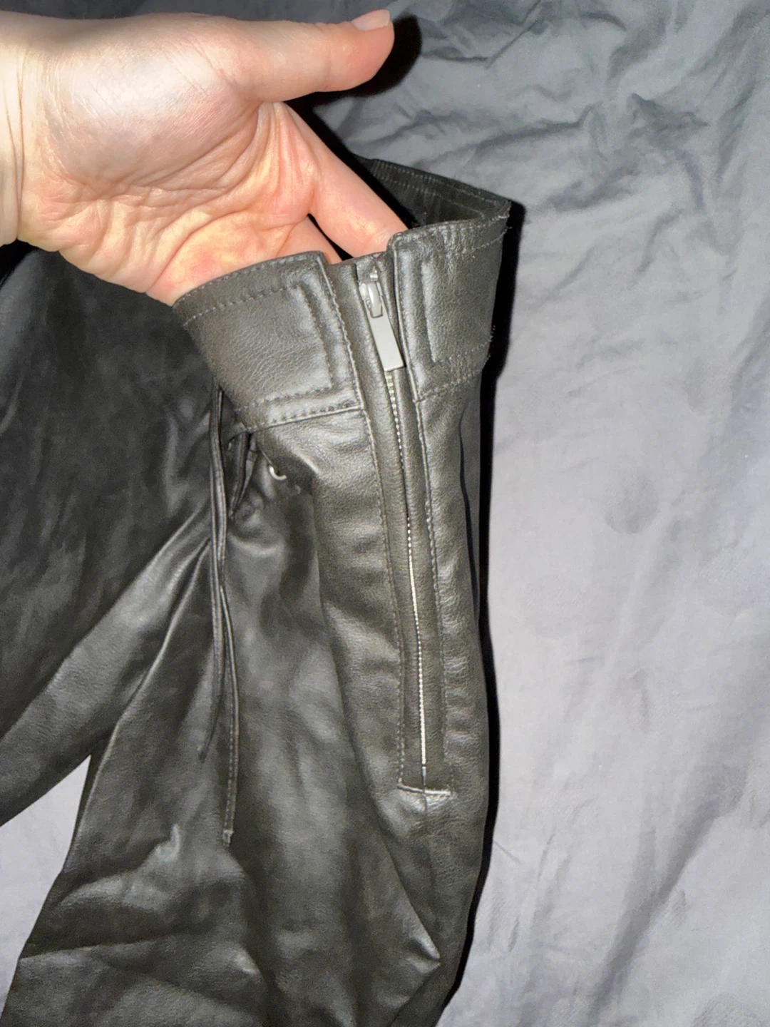 ZARA Faux Leather Lace-Up Pants - Size US/S M/6 - photo 3