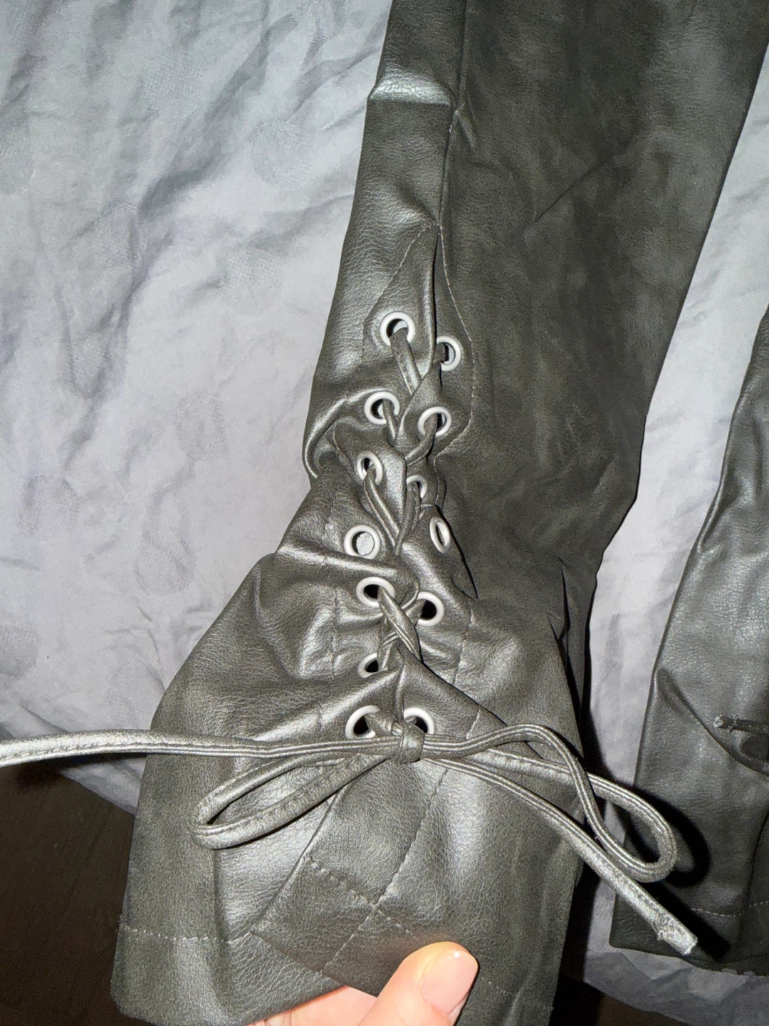 ZARA Faux Leather Lace-Up Pants - Size US/S M/6 - photo 2