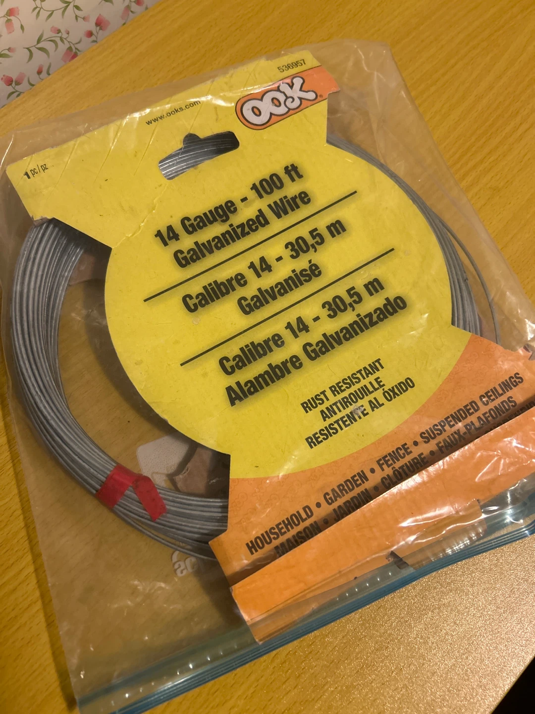 OOK 14 Gauge Galvanized Wire - 100 ft
