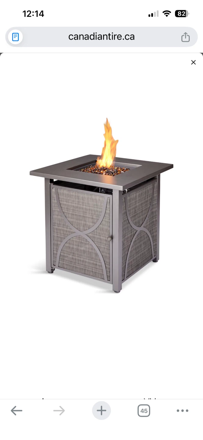 Square Gas Fire Table with Cover