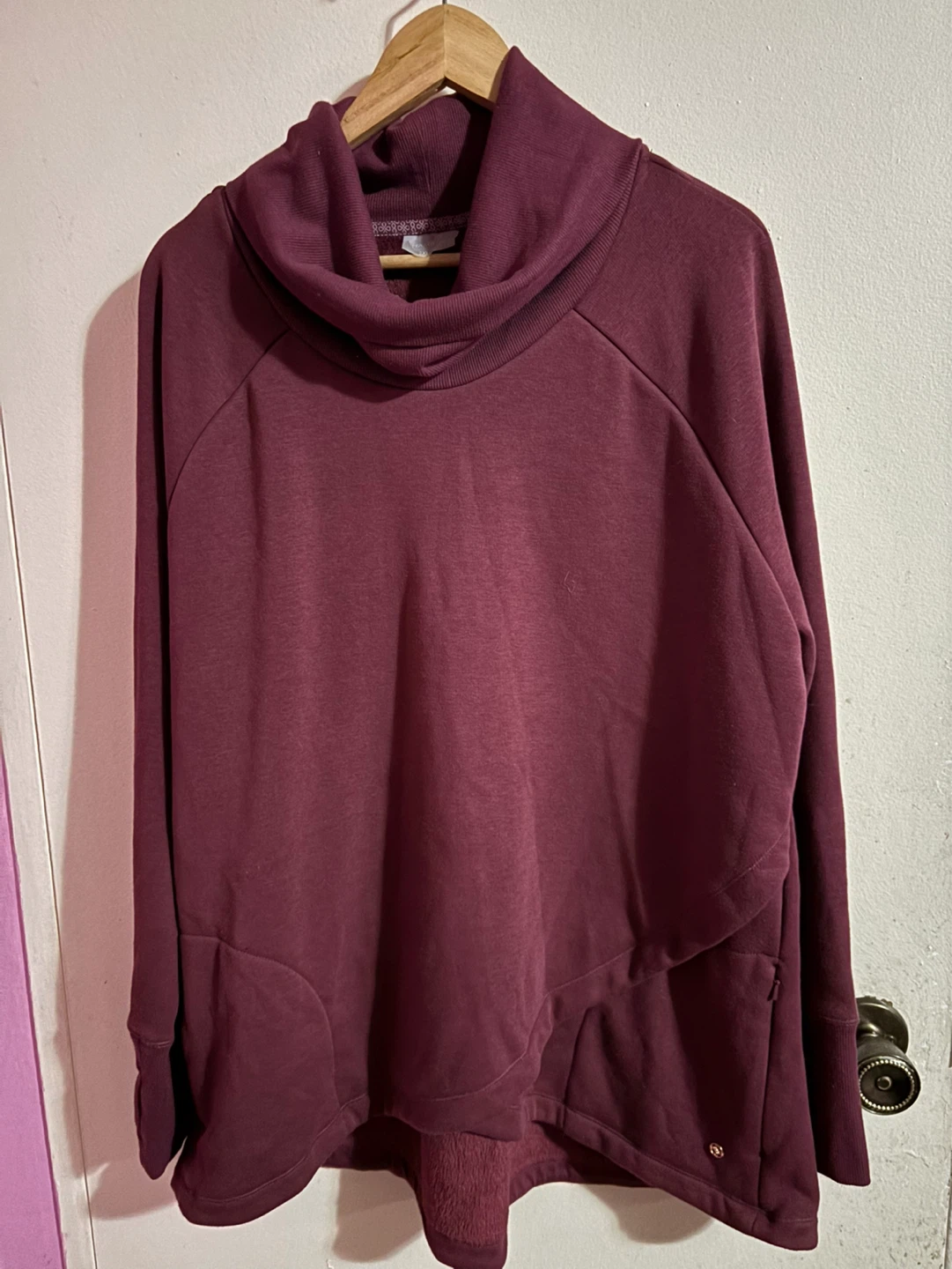 Shambhala Women's Burgundy Cowl Neck Sweater 2XL