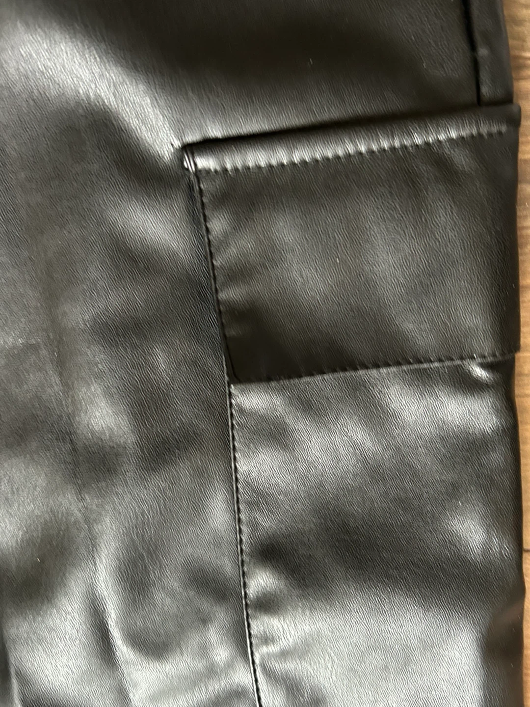 Bluenotes Black Faux Leather Cargo Pants Size 14W - photo 3