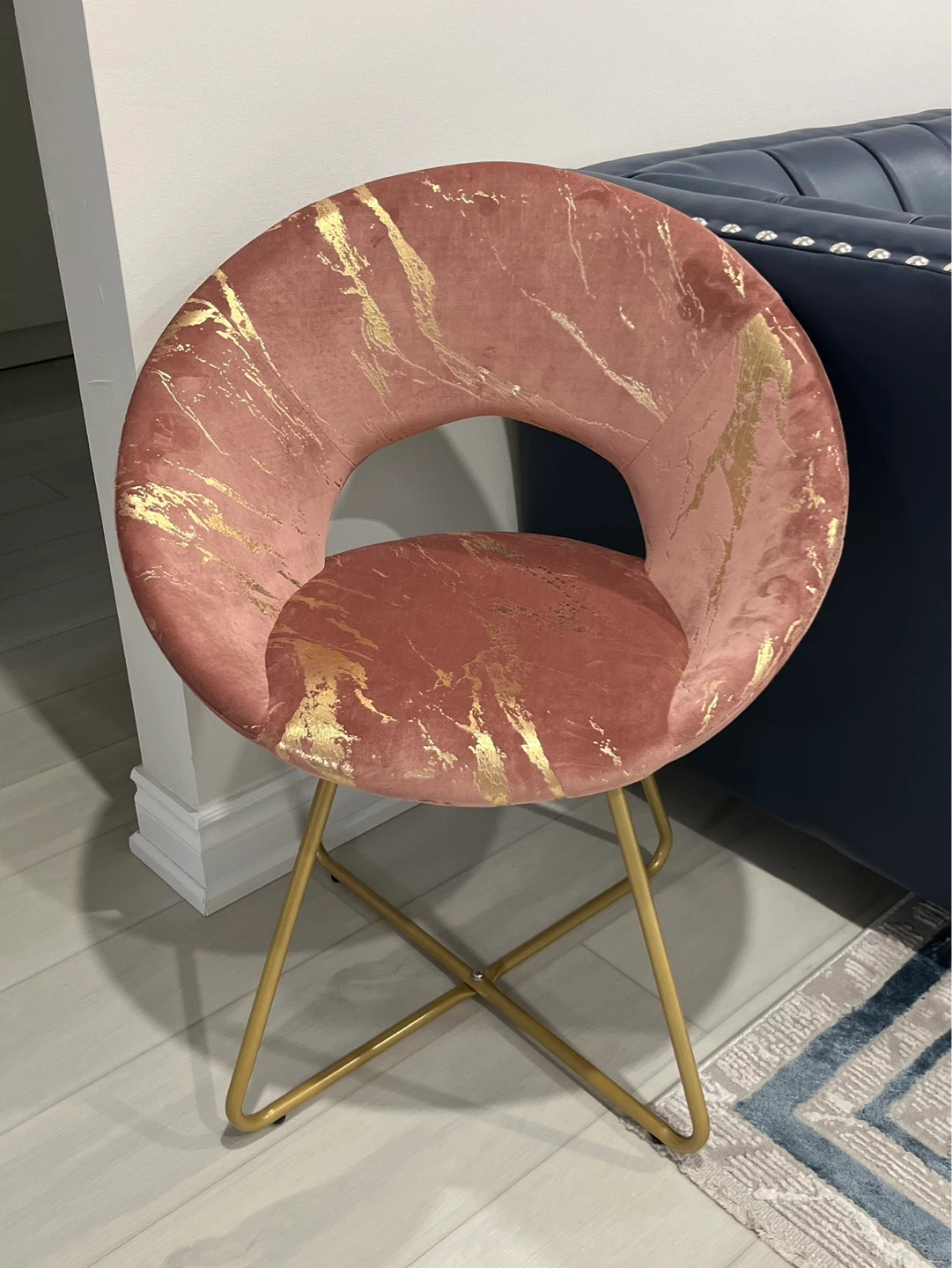 New Pink & Gold Velvet Accent Chair