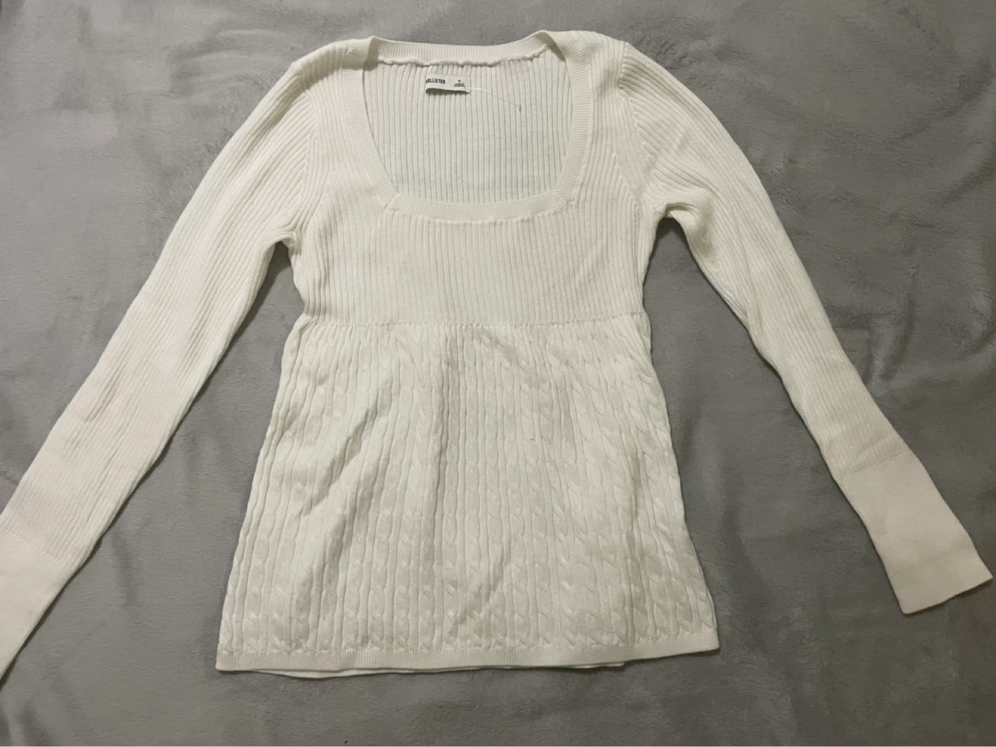 Hollister white knit babydoll top