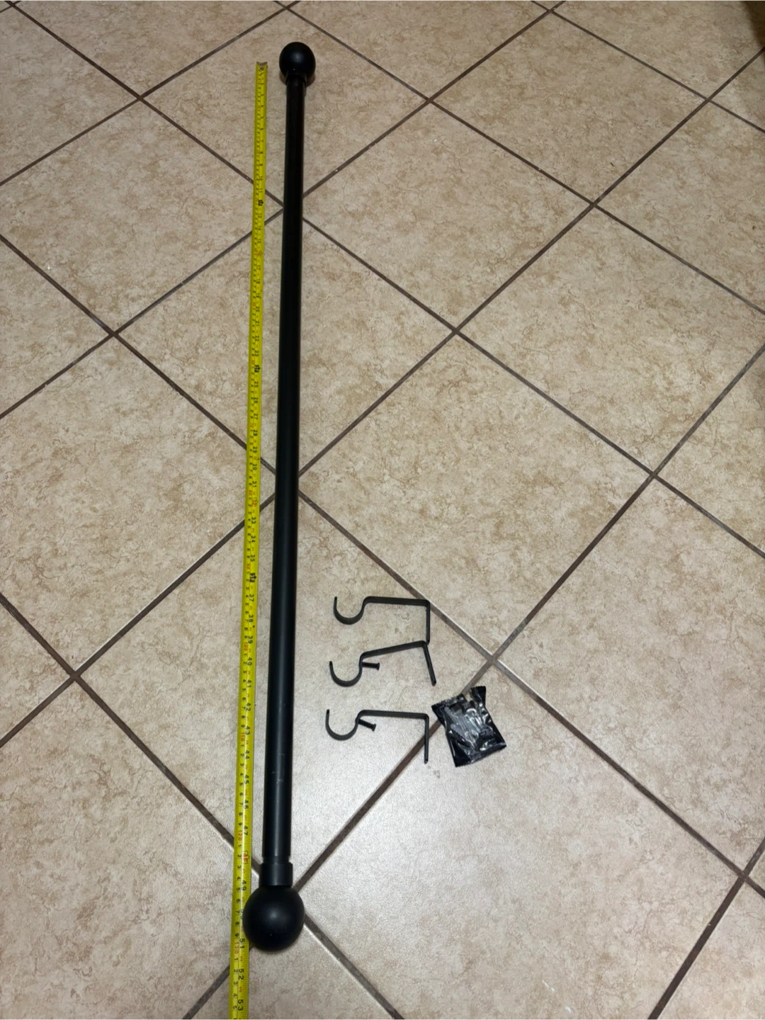 Black Curtain Rod with Ball Finials