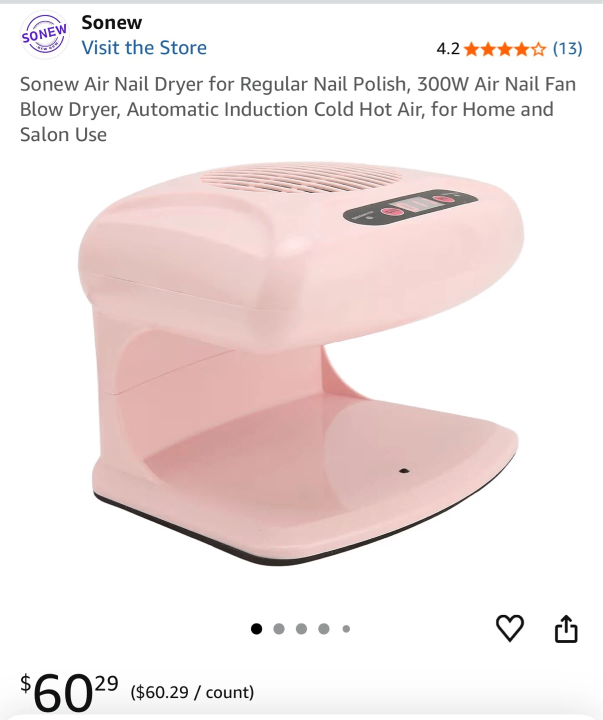 Sonew Pink Nail Dryer Fan