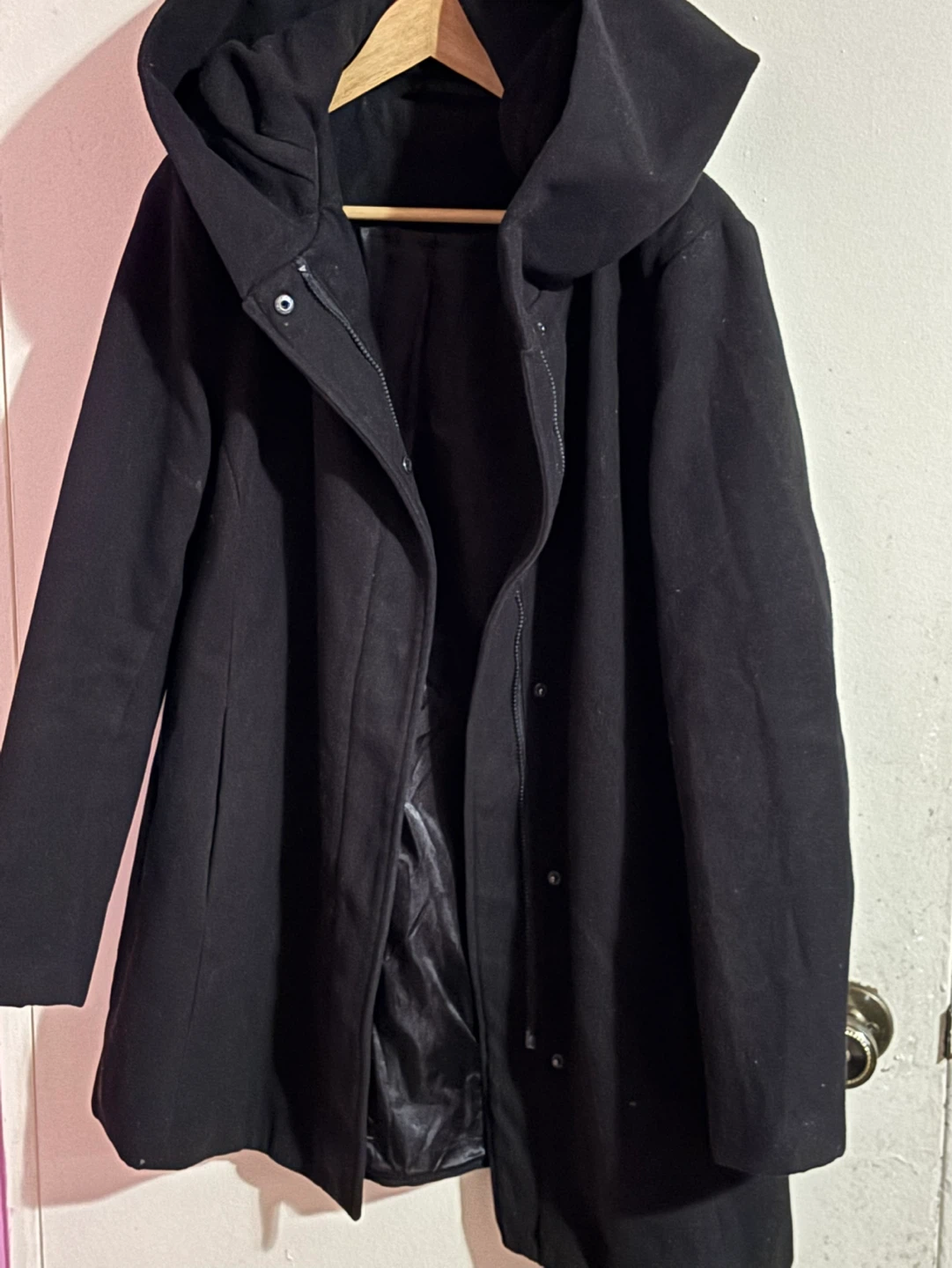 Black Hooded Coat - Size L - photo 3