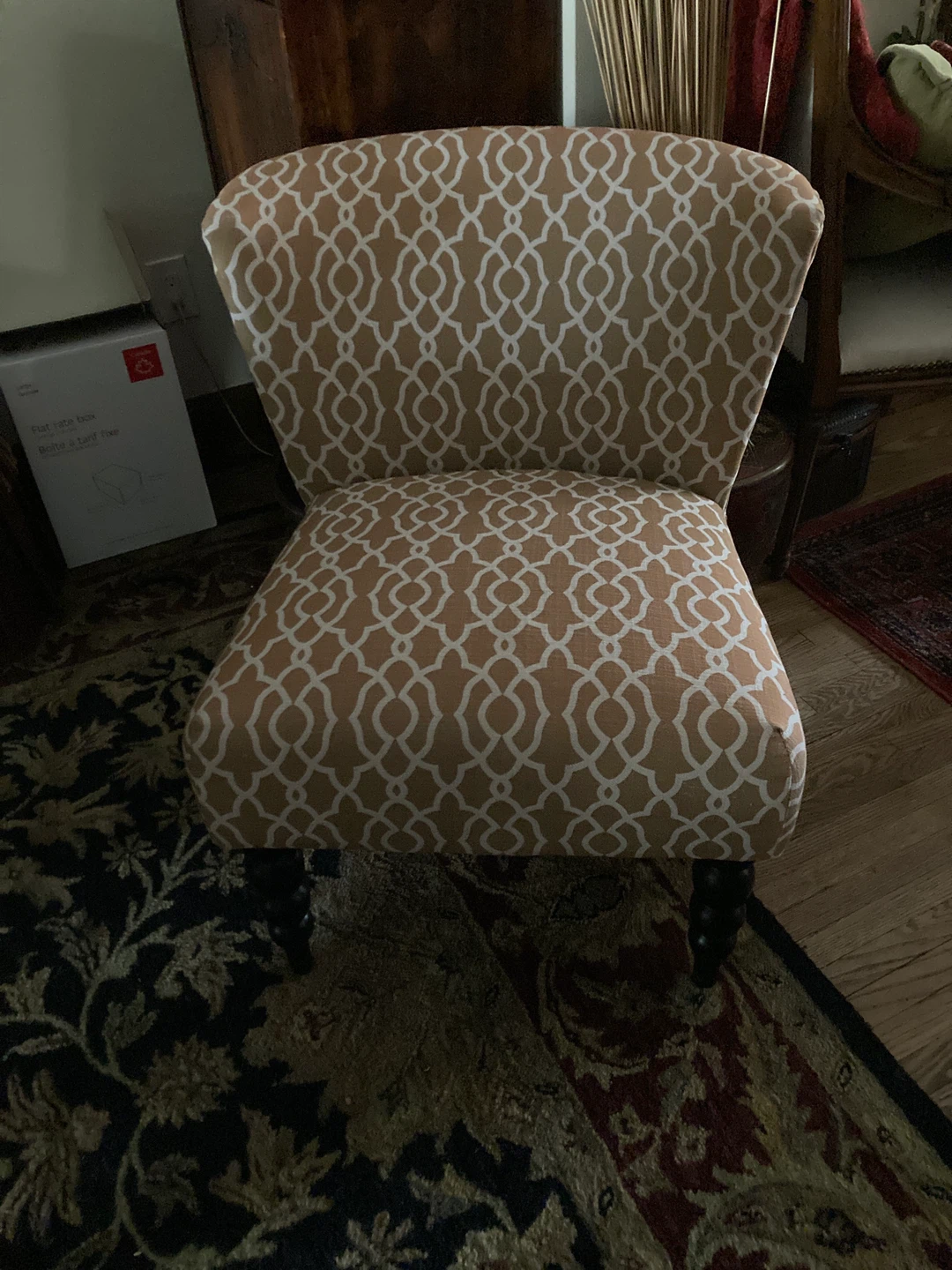 Yellow & white Patterned Accent Chair
