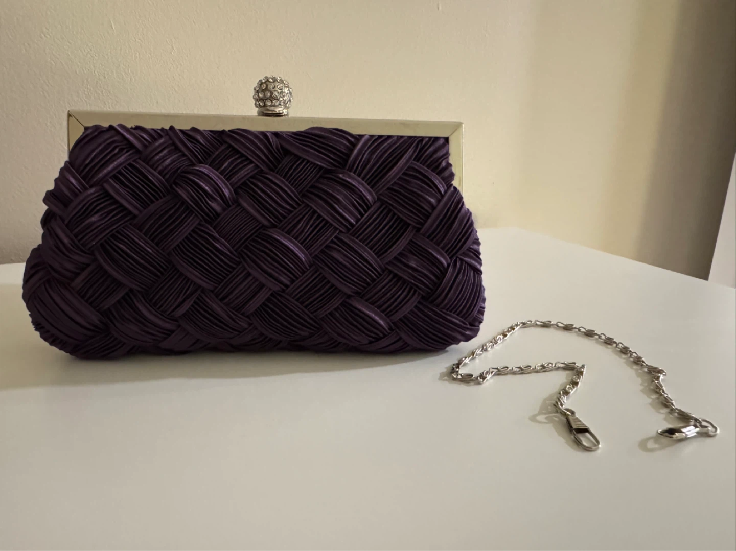 Gregory Ladner Purple Woven Clutch with Chain Strap - photo 2