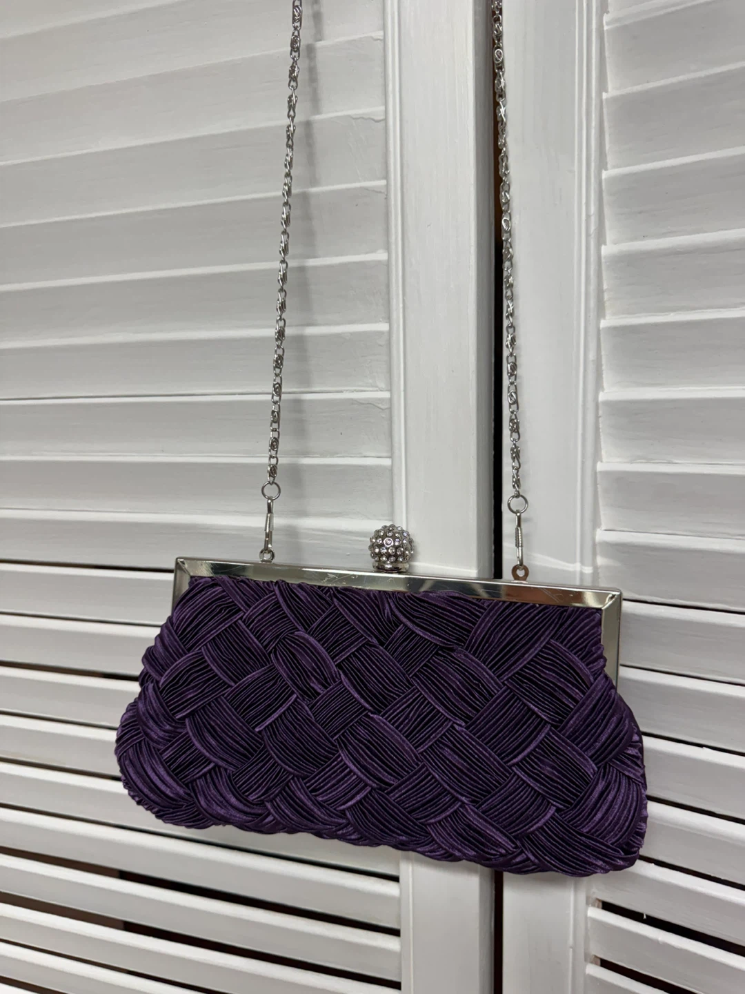 Gregory Ladner Purple Woven Clutch with Chain Strap - photo 3
