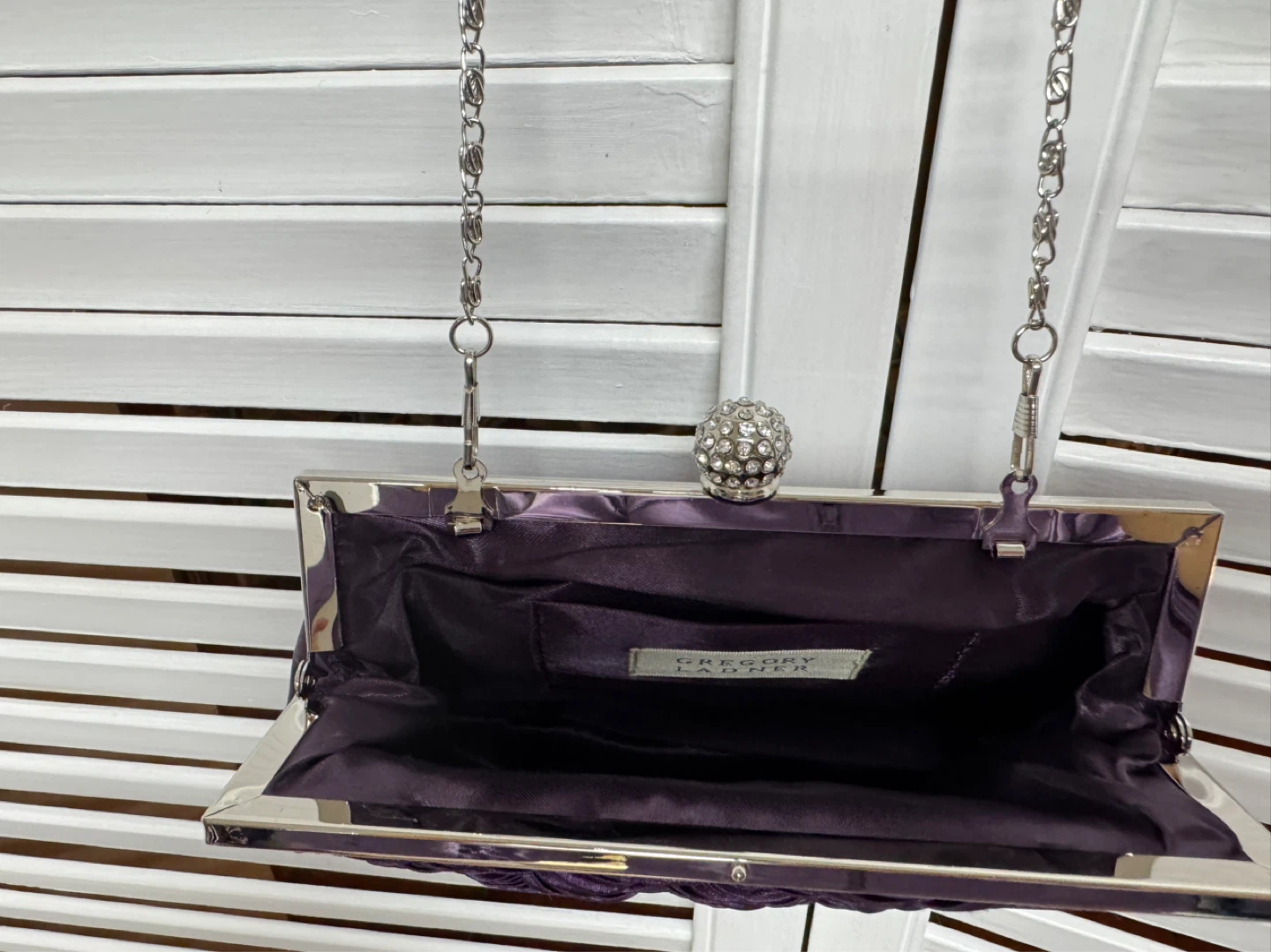 Gregory Ladner Purple Woven Clutch with Chain Strap - photo 4