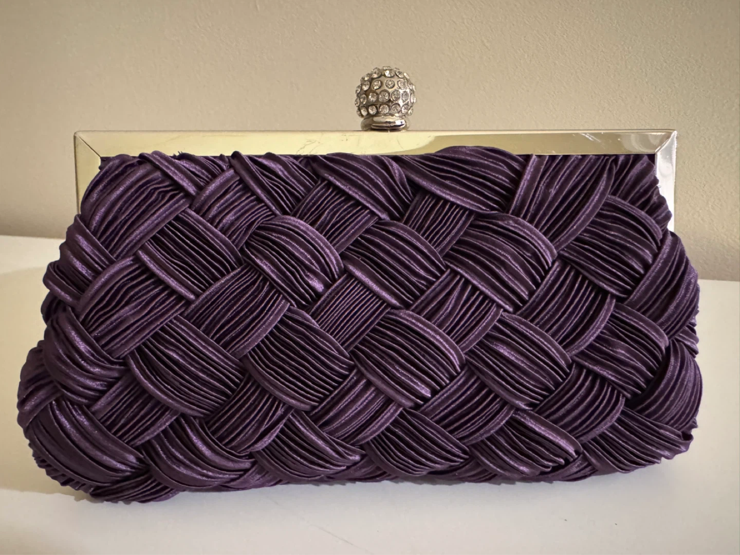 Gregory Ladner Purple Woven Clutch with Chain Strap