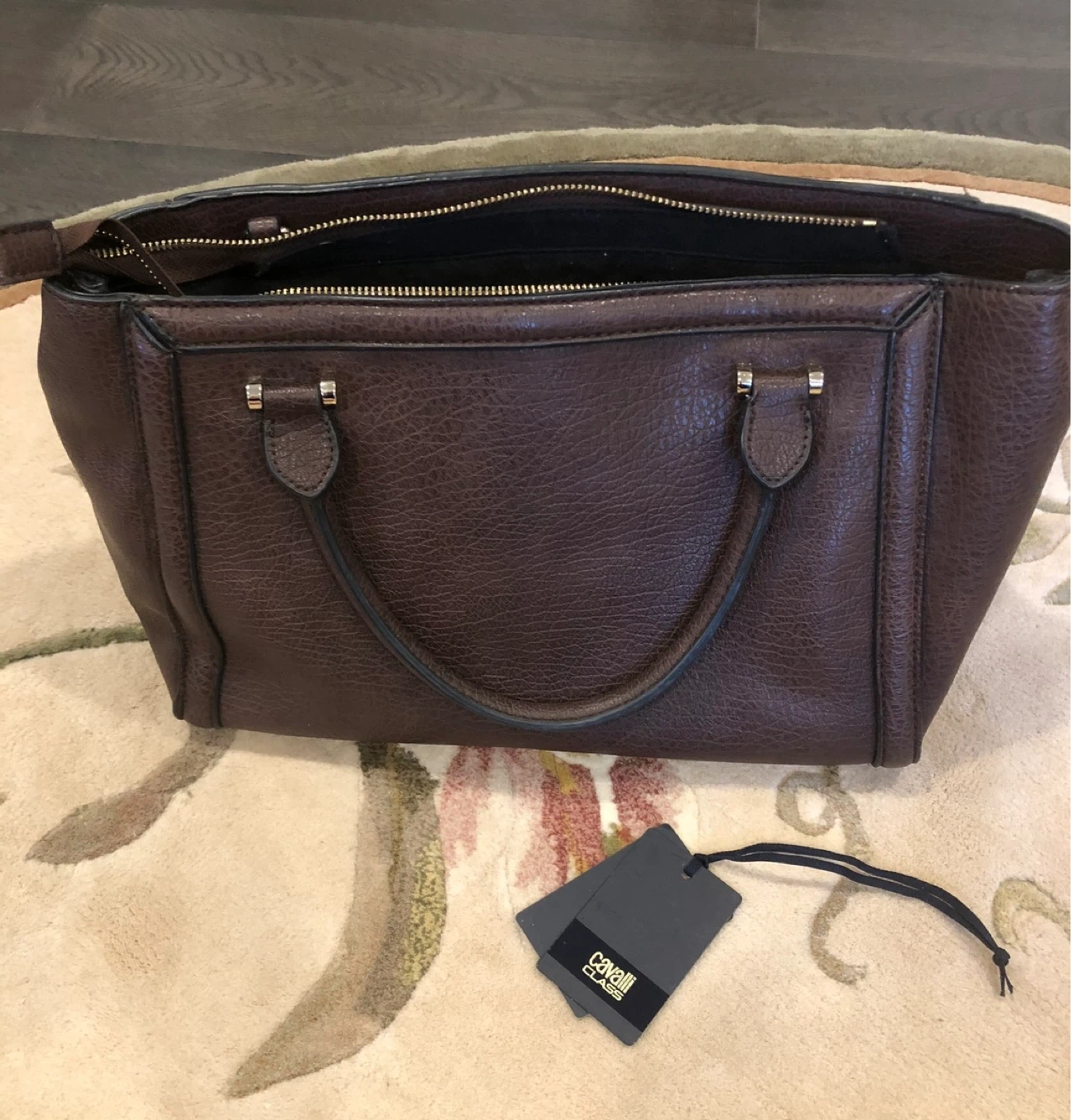 Cavalli Class Brown Tote Bag with Animal Print Accent - photo 2