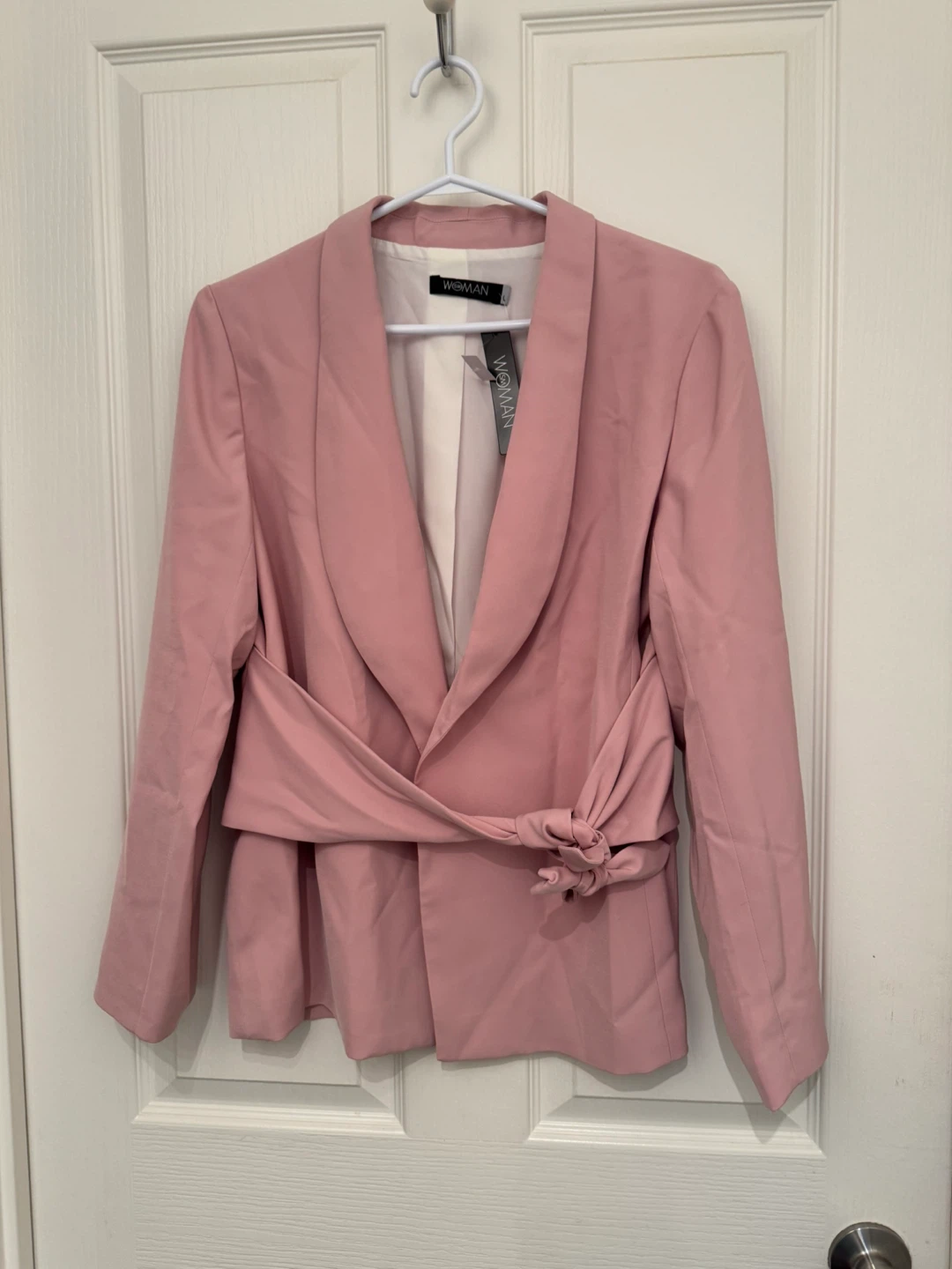 Pink Double-Breasted Belted Blazer - photo 4