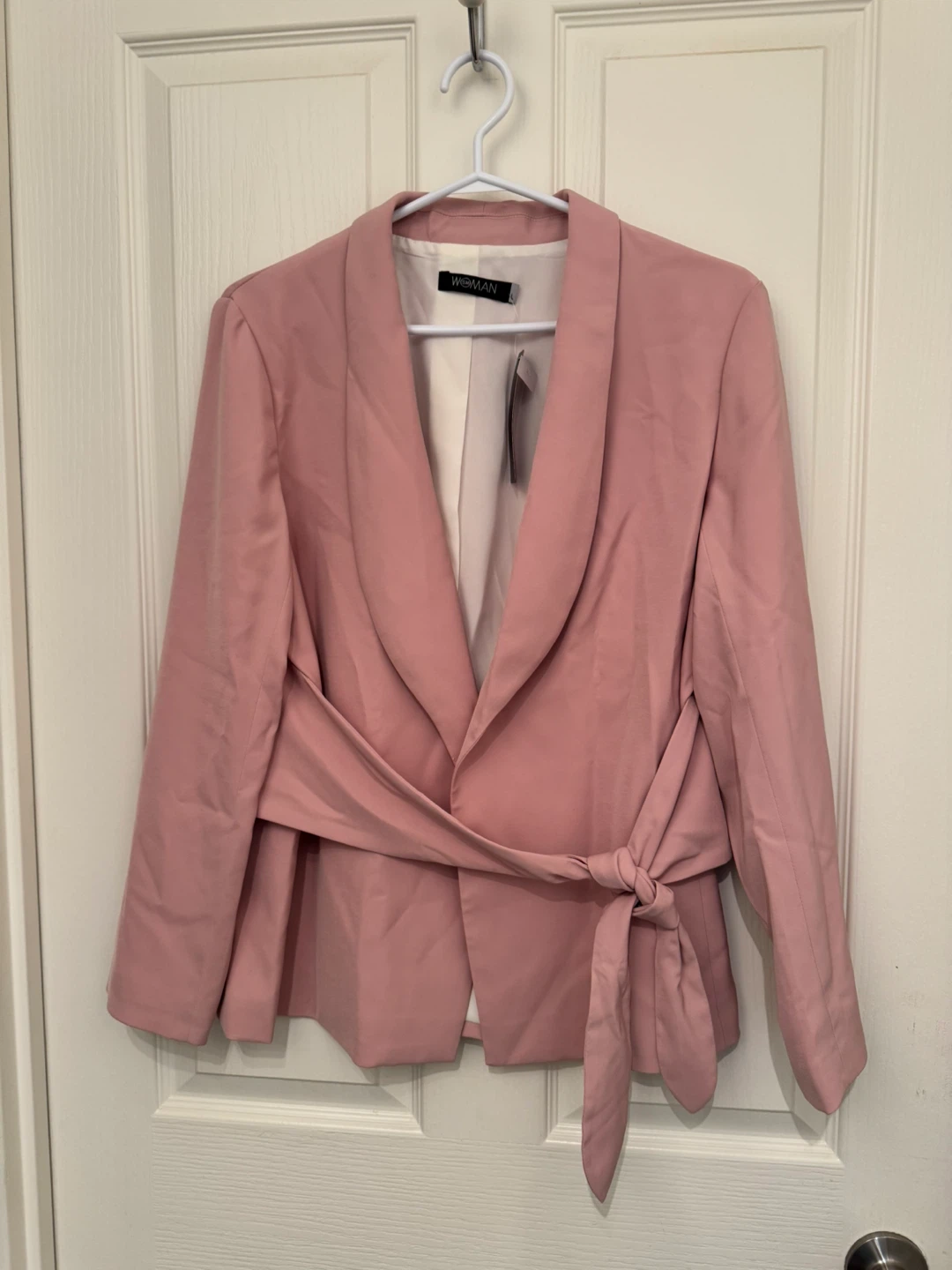 Pink Double-Breasted Belted Blazer - photo 2