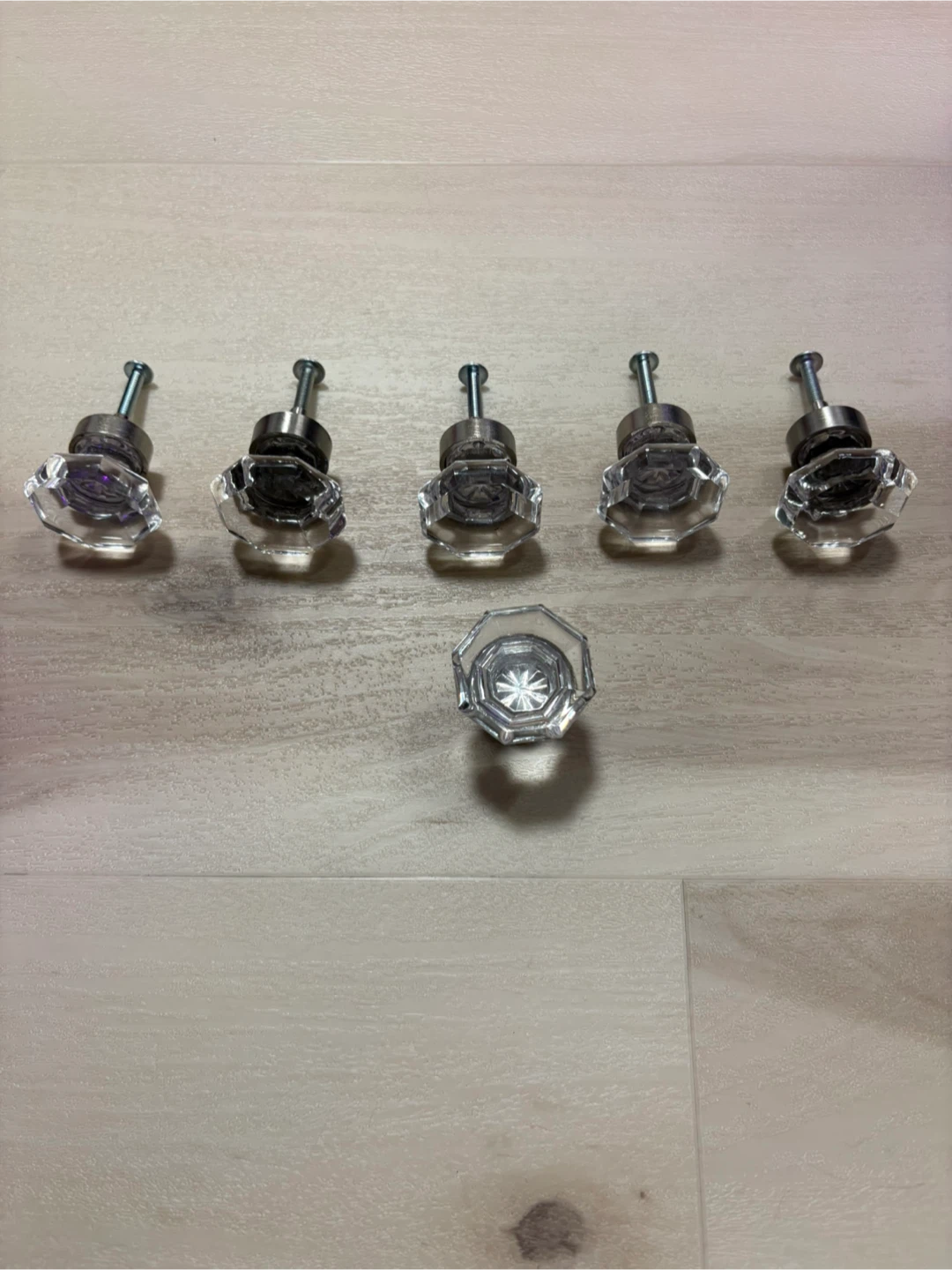 Set of 6 Clear Glass Cabinet Knobs