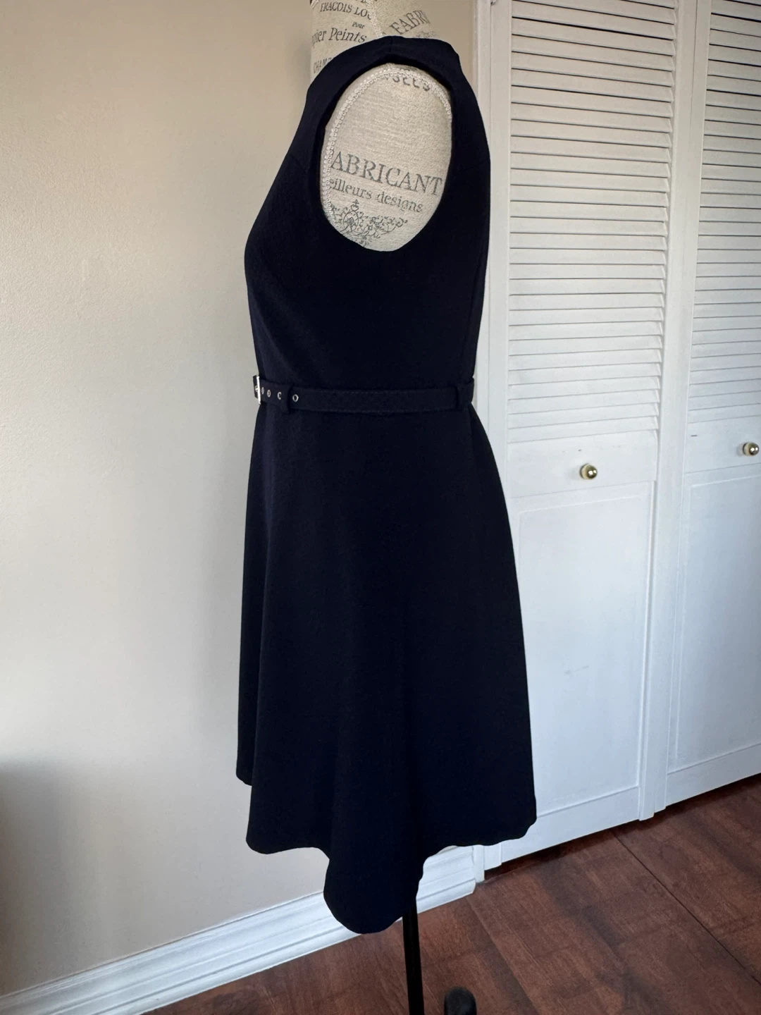 Dark Navy Sleeveless Dress with Belt - photo 5