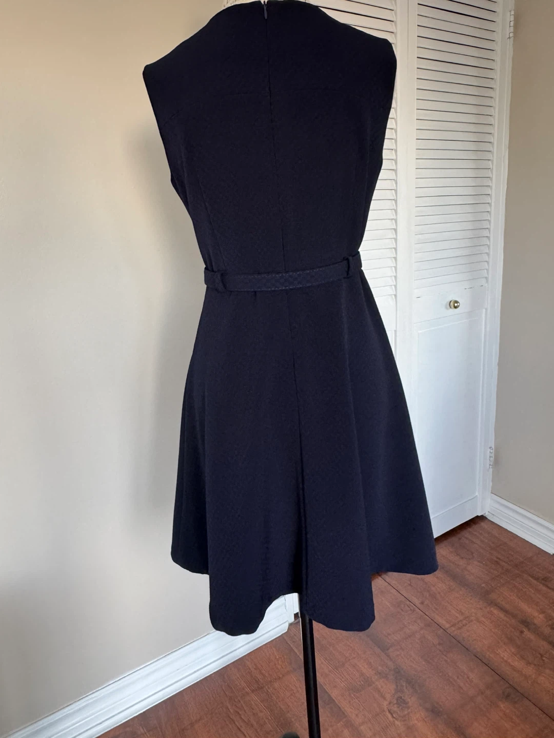Dark Navy Sleeveless Dress with Belt - photo 2