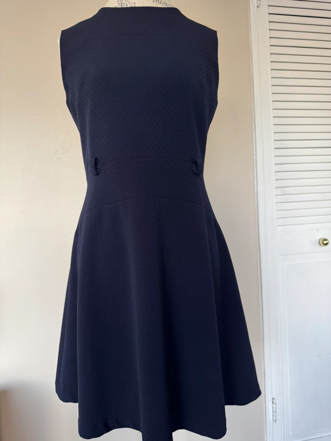 Dark Navy Sleeveless Dress with Belt - photo 4