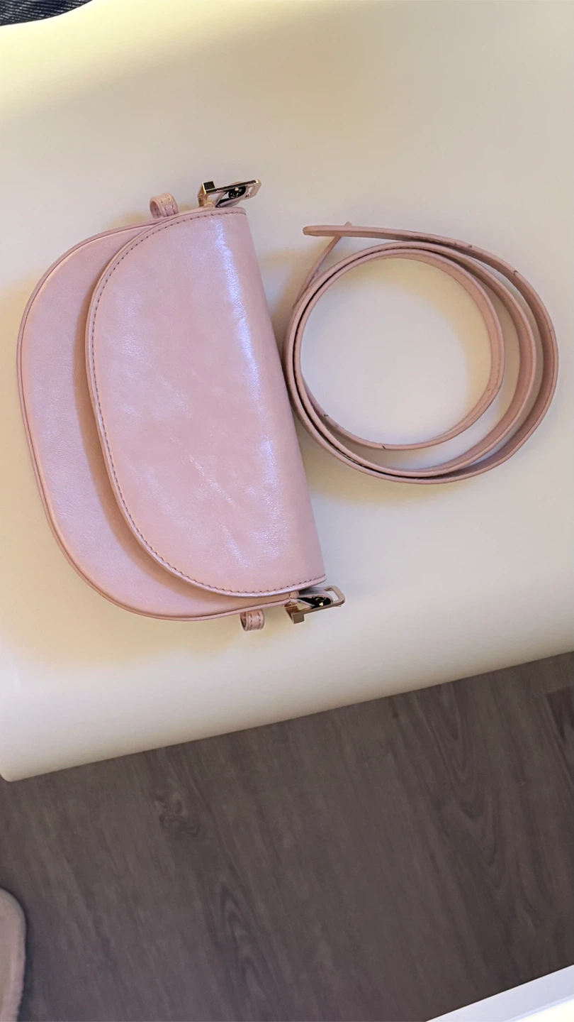 Pink leather shoulder bag