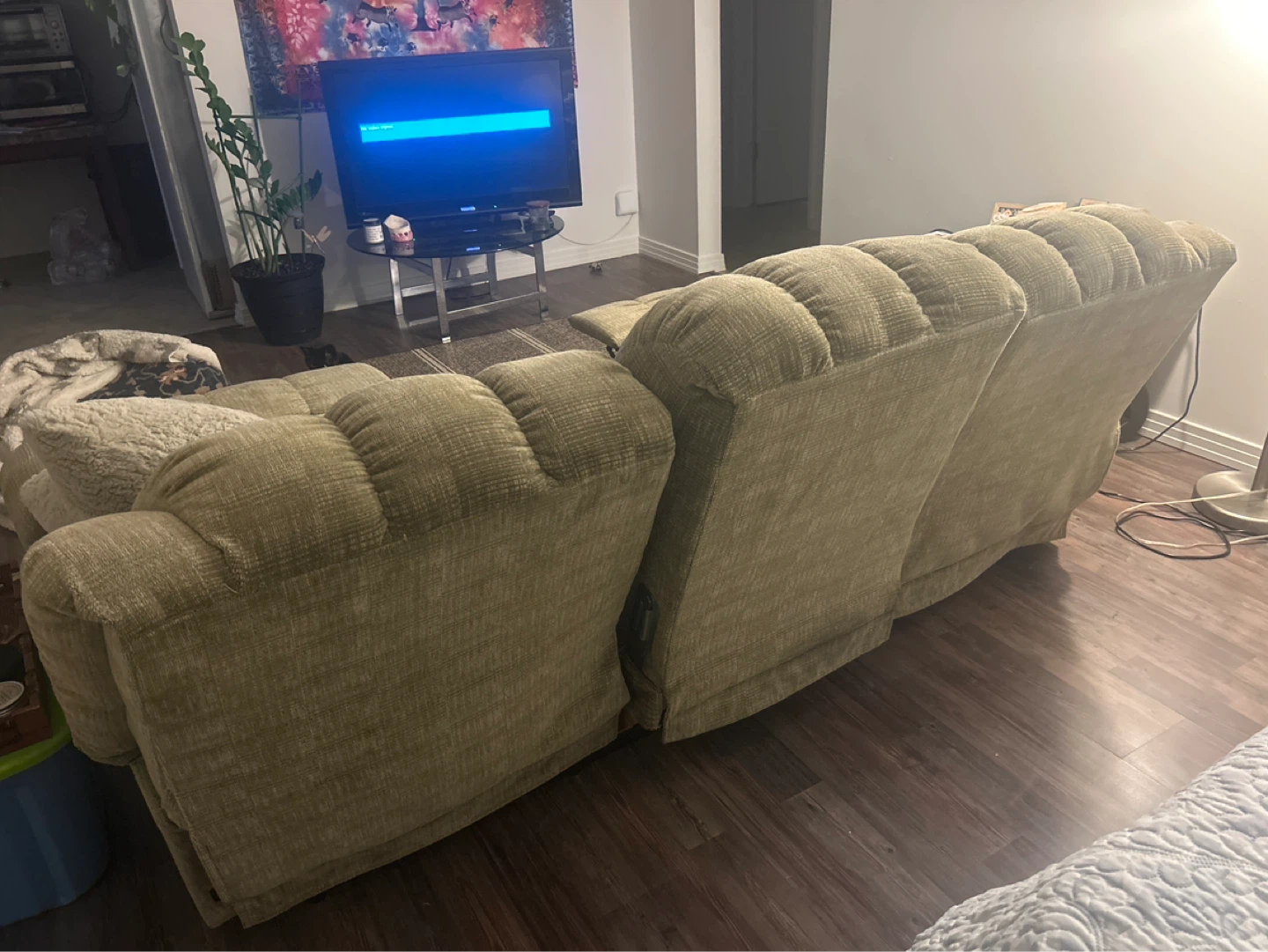 Sage Green Reclining Sofa - photo 3