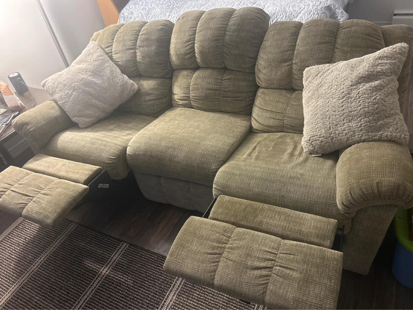 Sage Green Reclining Sofa - photo 2