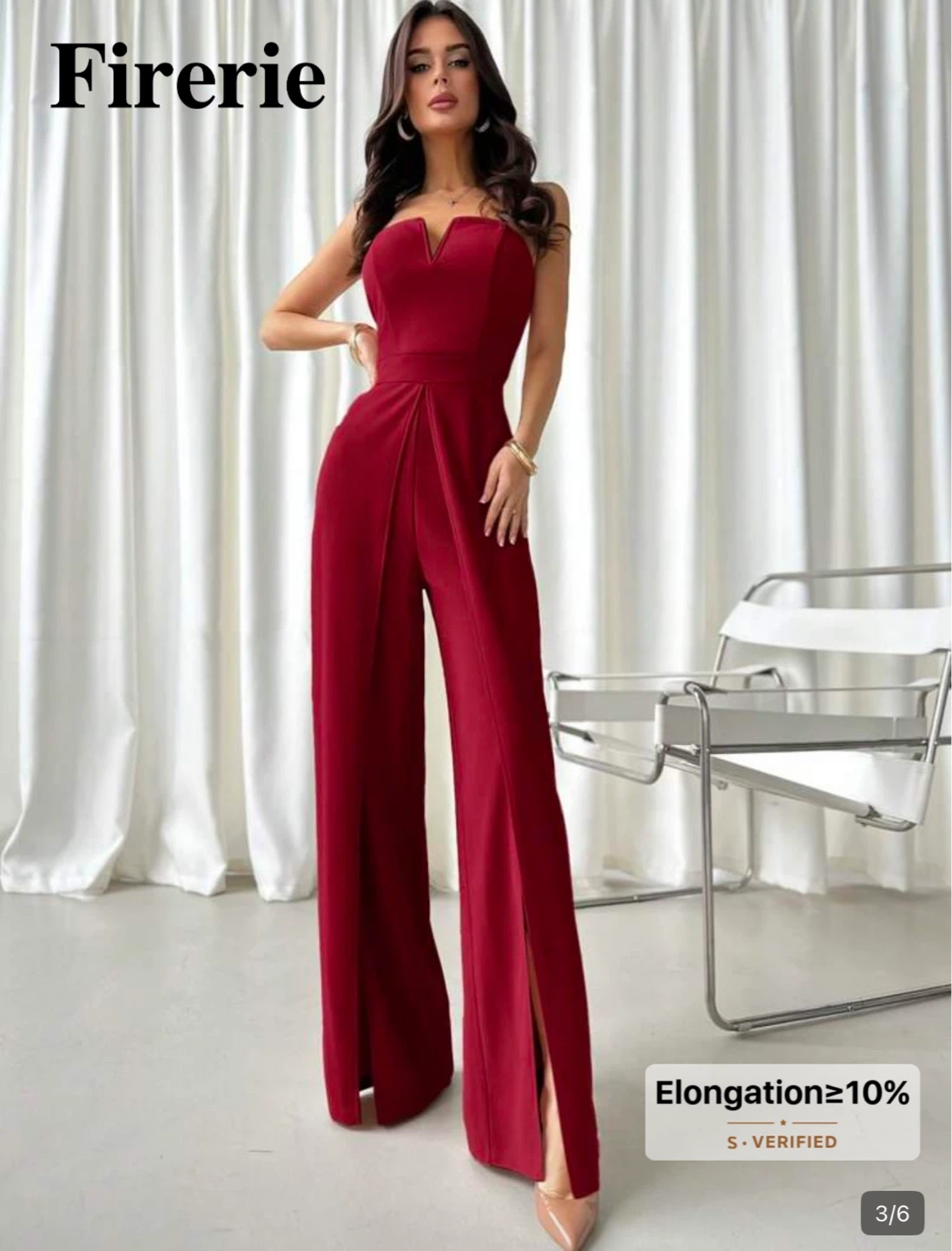 Fireerie Women's Red Strapless Wide-Leg Jumpsuit - photo 2