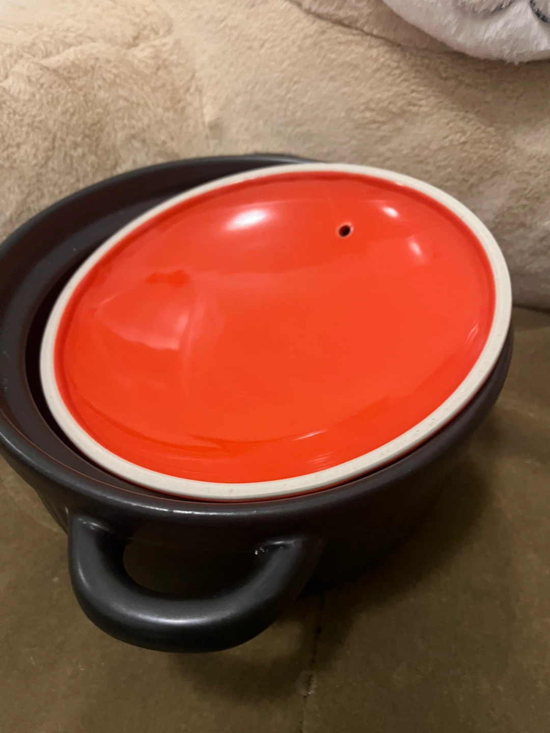 Orange and Black Ceramic Cooking Pot - photo 3