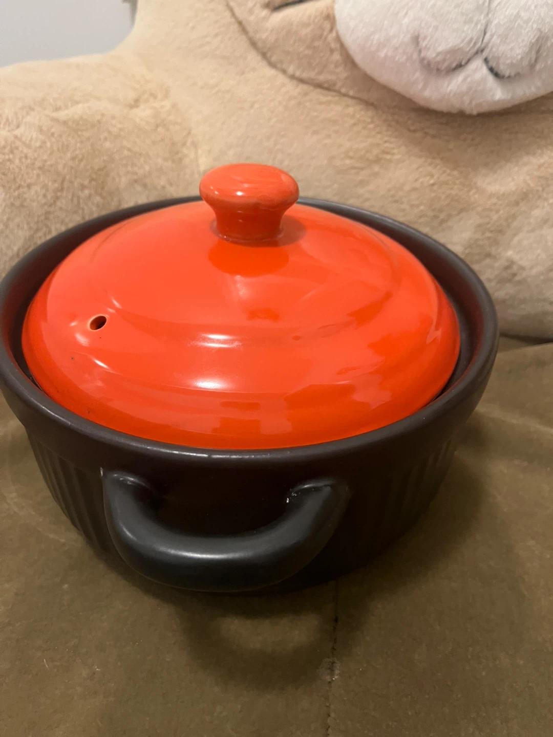 Orange and Black Ceramic Cooking Pot - photo 2