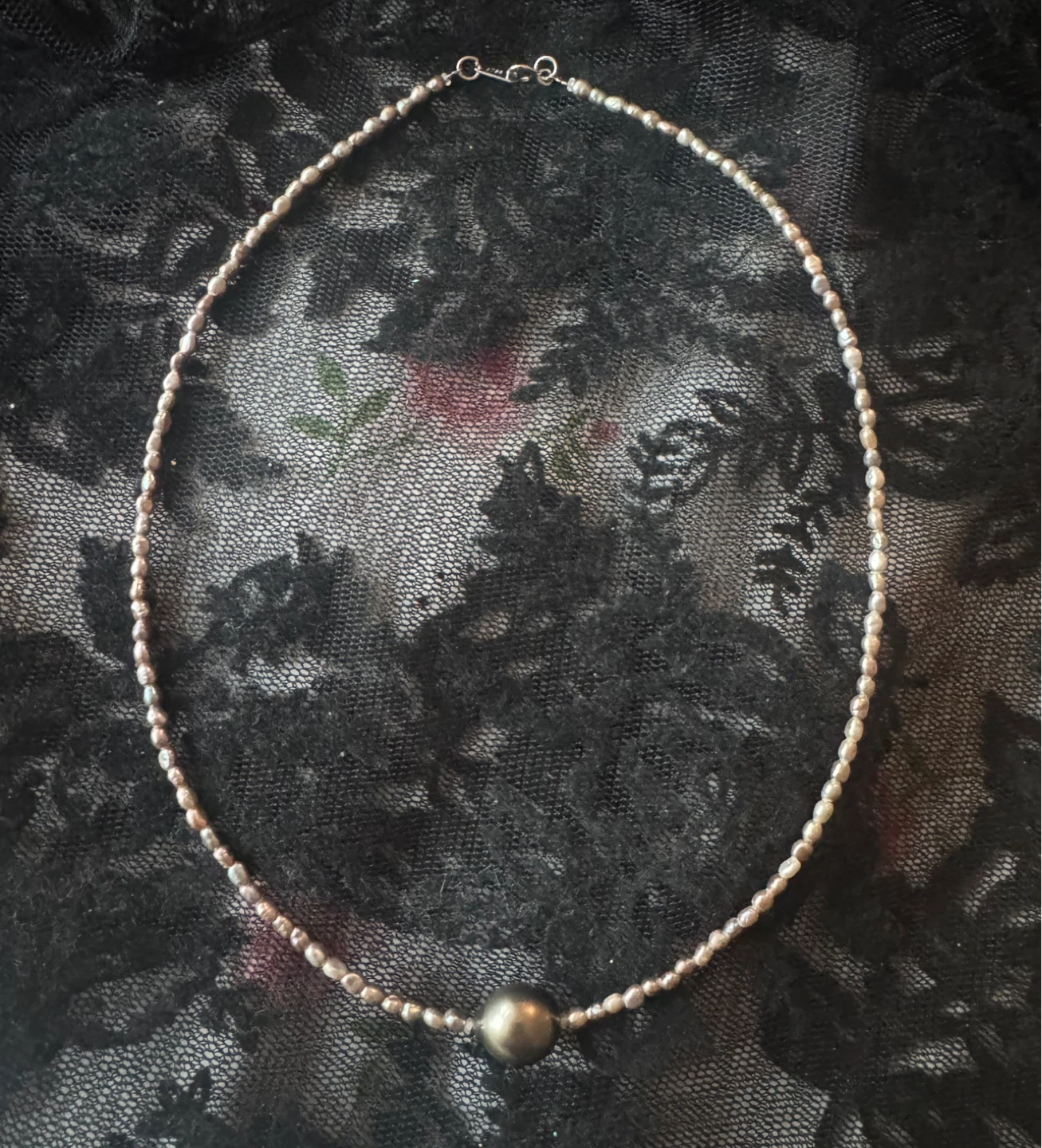 Japanese keshi pearls and southsea centerpiece necklace