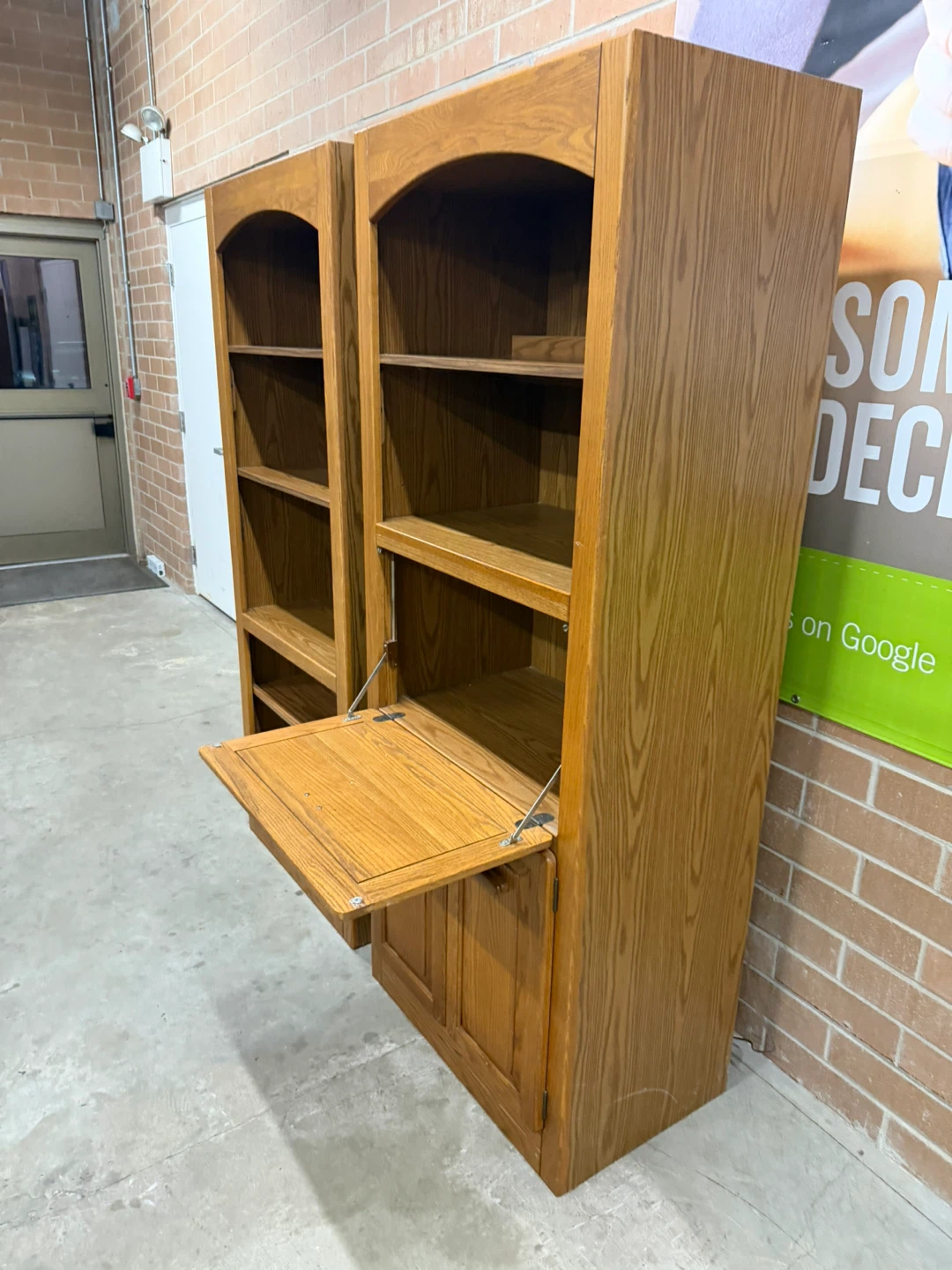 Oak Finish Bookcase with Cabinet and Drawer - photo 4