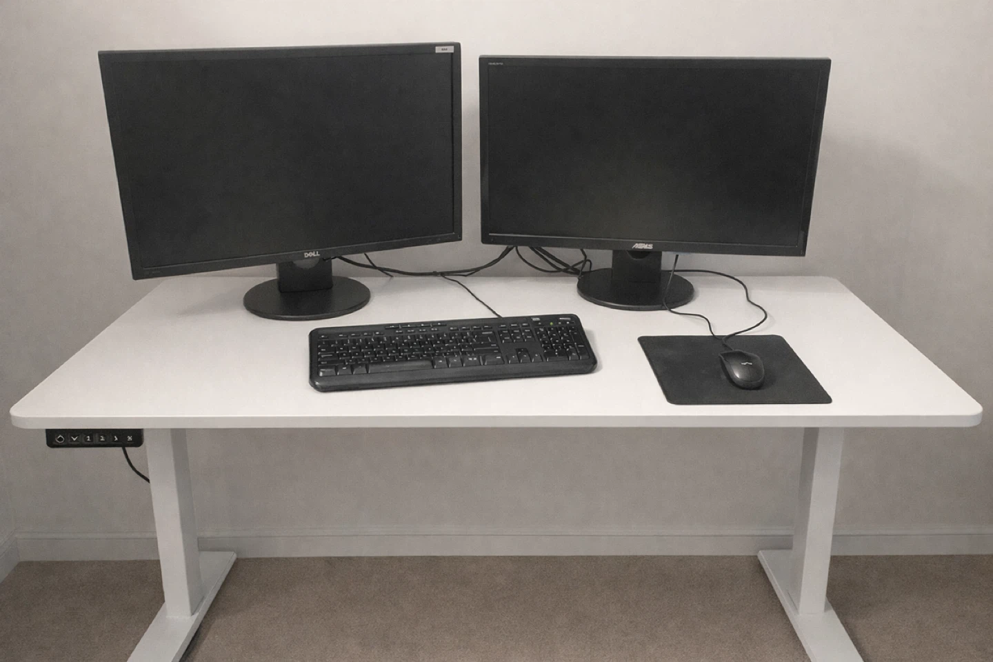 Electric Standing Desk (55” x 24”) + Large Faux Leather Office - photo 2