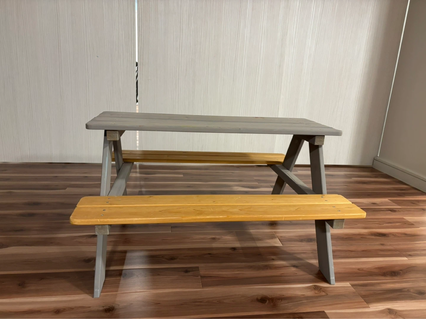 Kid's Picnic Table Bench Set - Grey/Natural Wood - photo 3