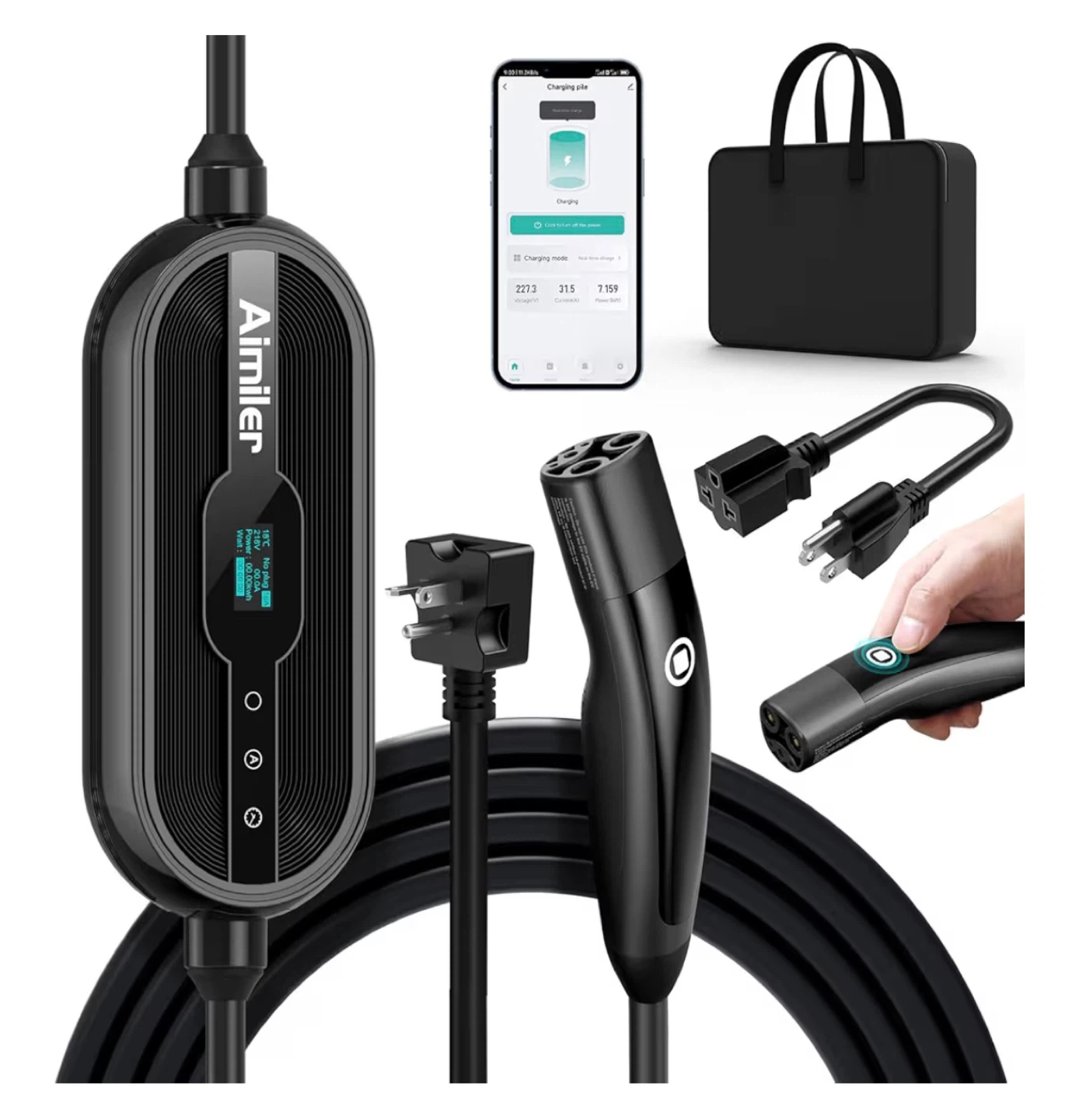 Level 2 Tesla EV Charger NACS 16A 240V WiFi App 25ft Cable - photo 2