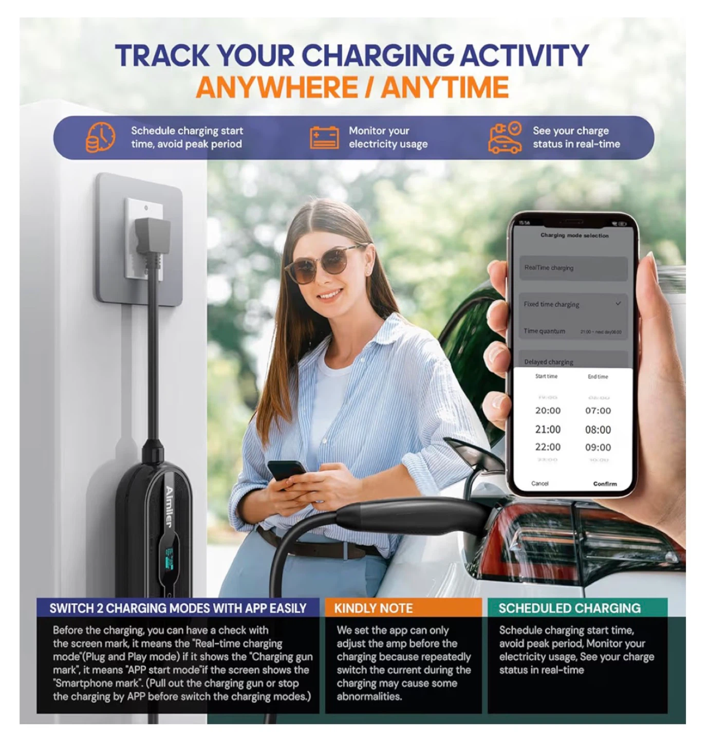 Level 2 Tesla EV Charger NACS 16A 240V WiFi App 25ft Cable - photo 4
