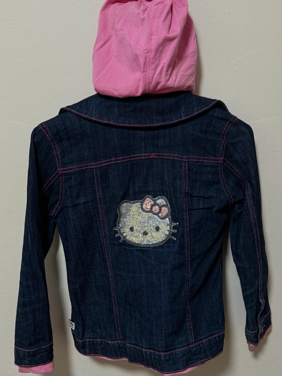 Hello Kitty Denim Jacket with Pink Hoodie Size 6X - photo 4
