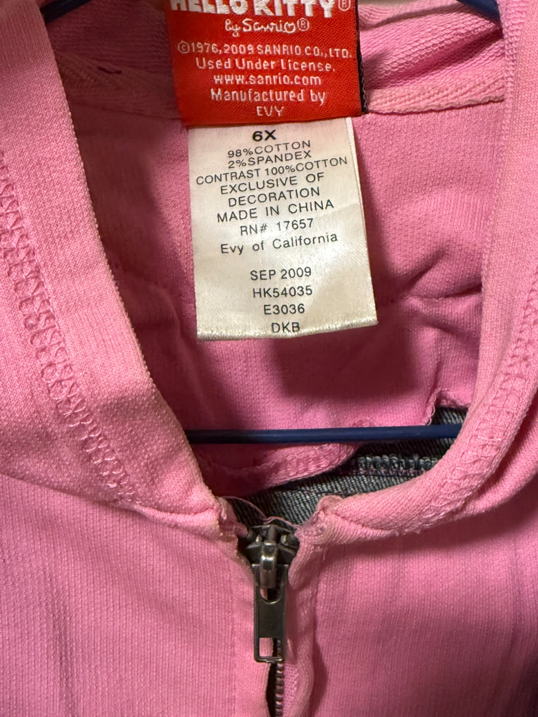 Hello Kitty Denim Jacket with Pink Hoodie Size 6X - photo 3
