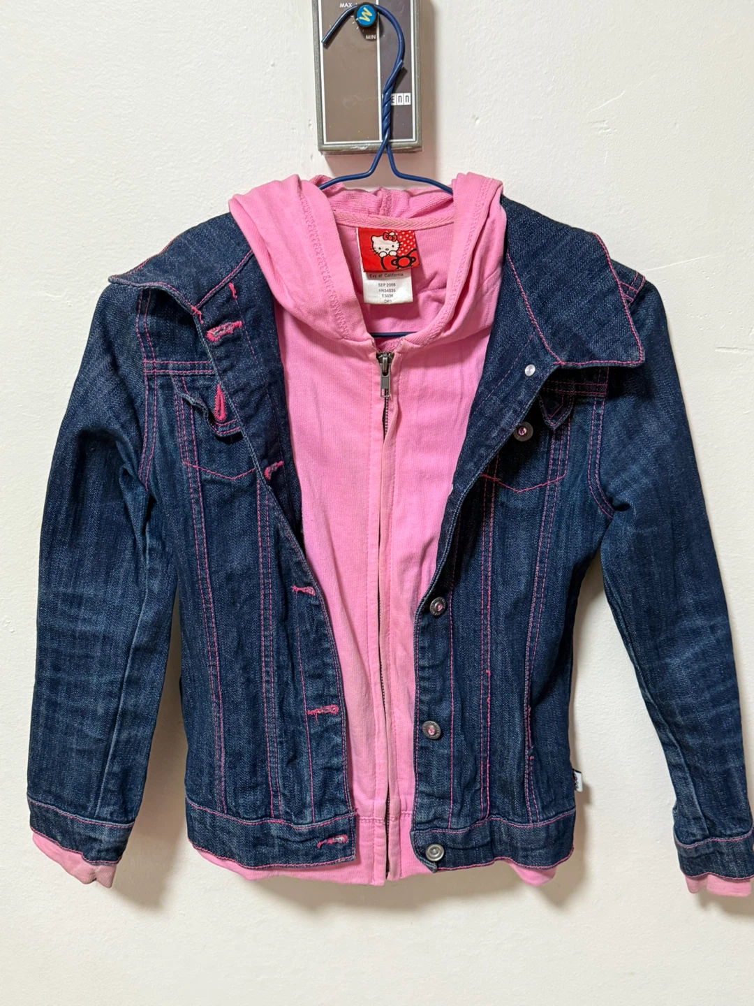 Hello Kitty Denim Jacket with Pink Hoodie Size 6X