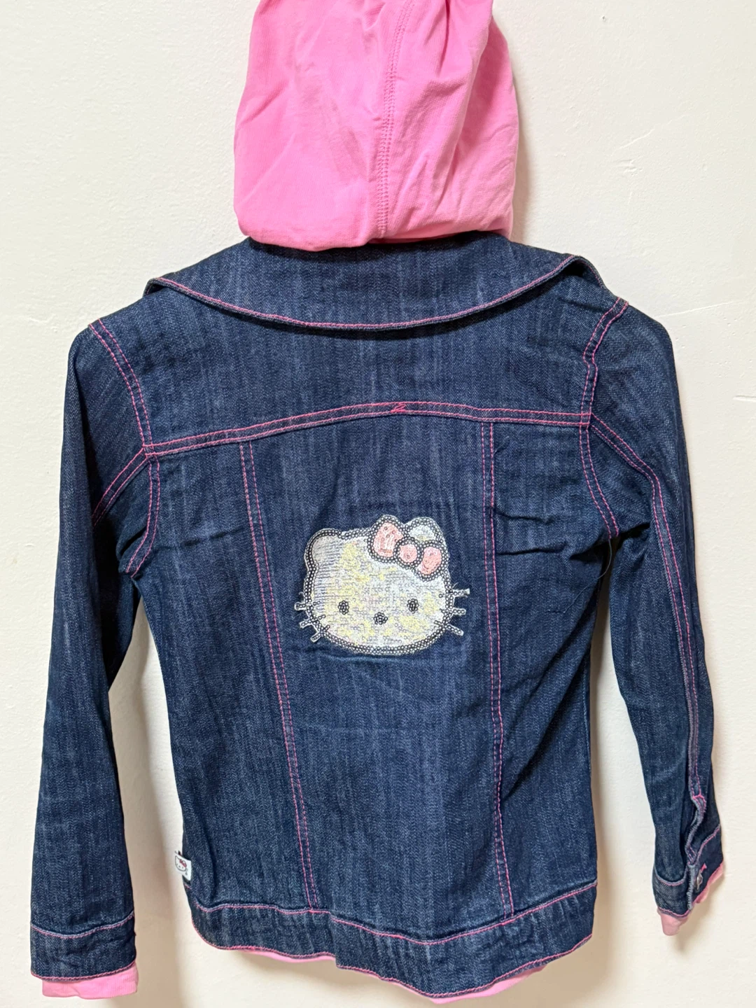 Hello Kitty Denim Jacket with Pink Hoodie Size 6X - photo 5