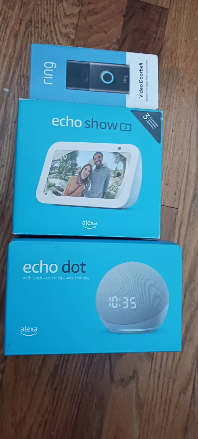 Ring Video Doorbell, Echo Show 5, and Echo Dot Bundle