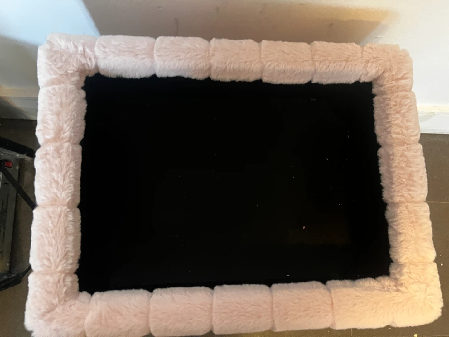 Pink fuzzy ottoman - photo 2