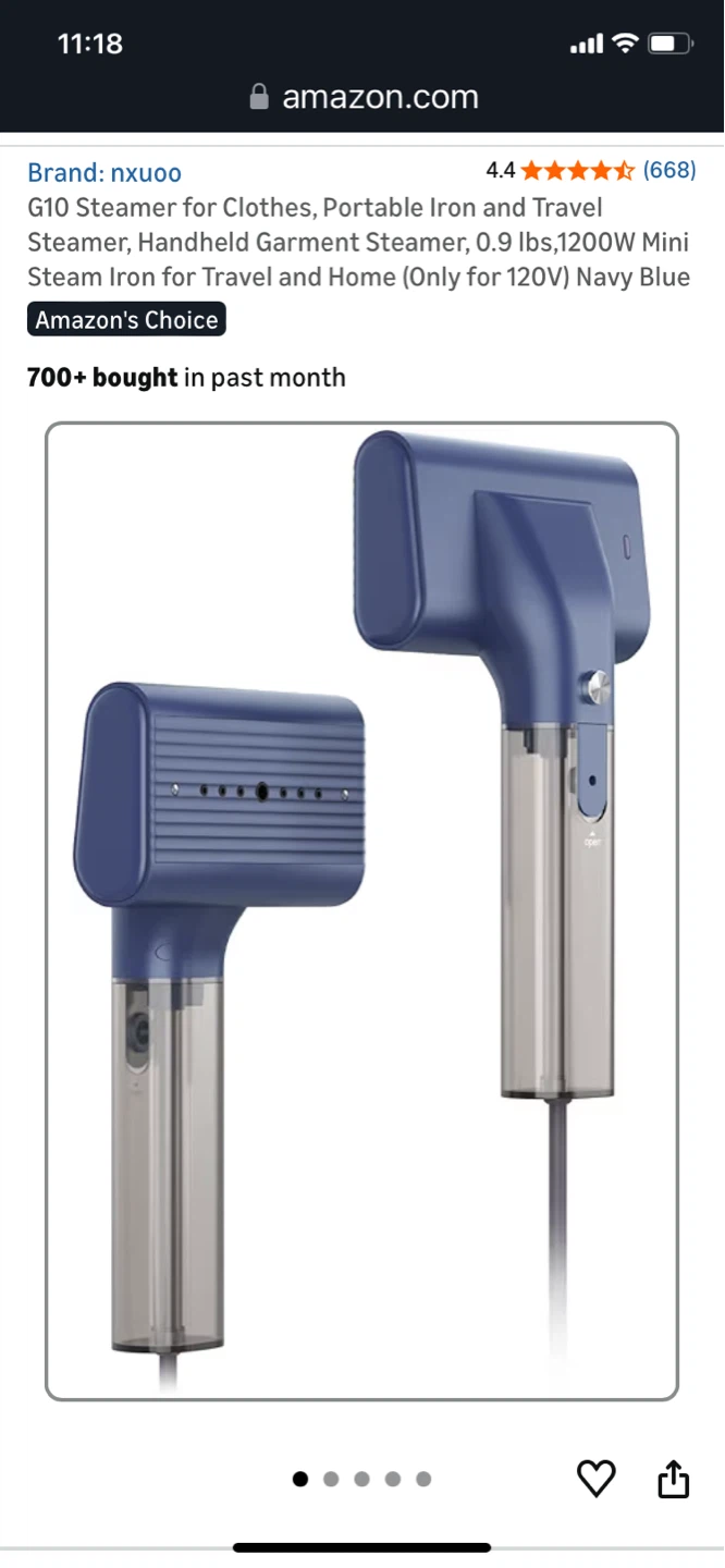 NXUOO G10 Handheld Garment Steamer, 1200W, Navy Blue